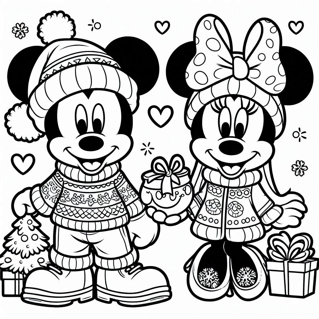 coloriage Mickey et Minnie de pour enfants