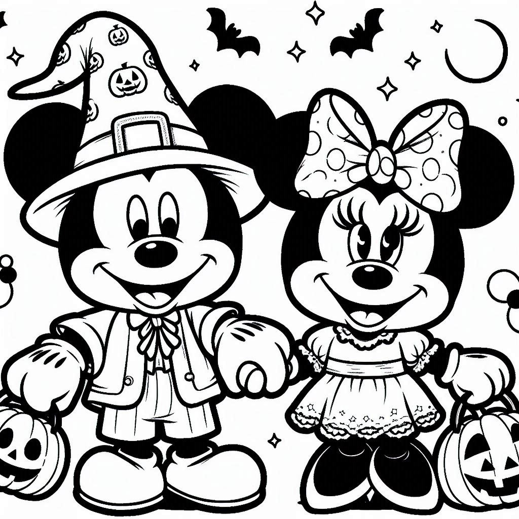 coloriage Mickey et Minnie à imprimer pour enfant de 8 ans