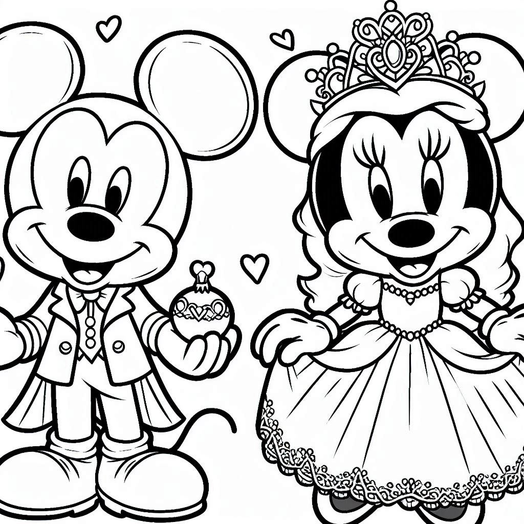 coloriage Mickey et Minnie gratuit en ligne