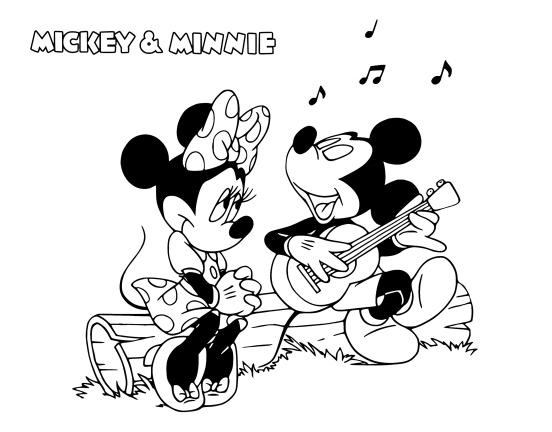 coloriage Mickey et Minnie pour enfants a imprimer