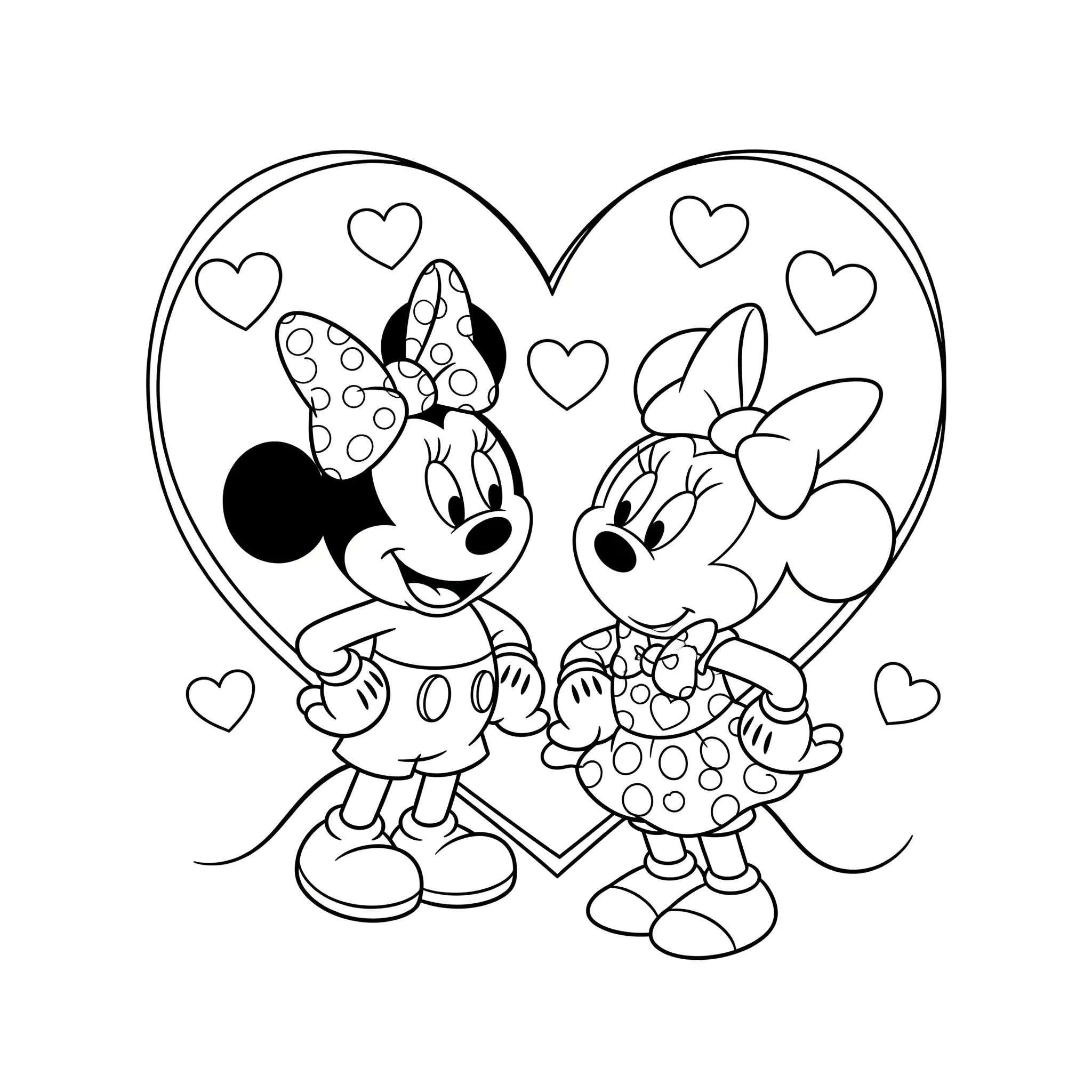 coloriage Mickey et Minnie cœurs a imprimer gratuit