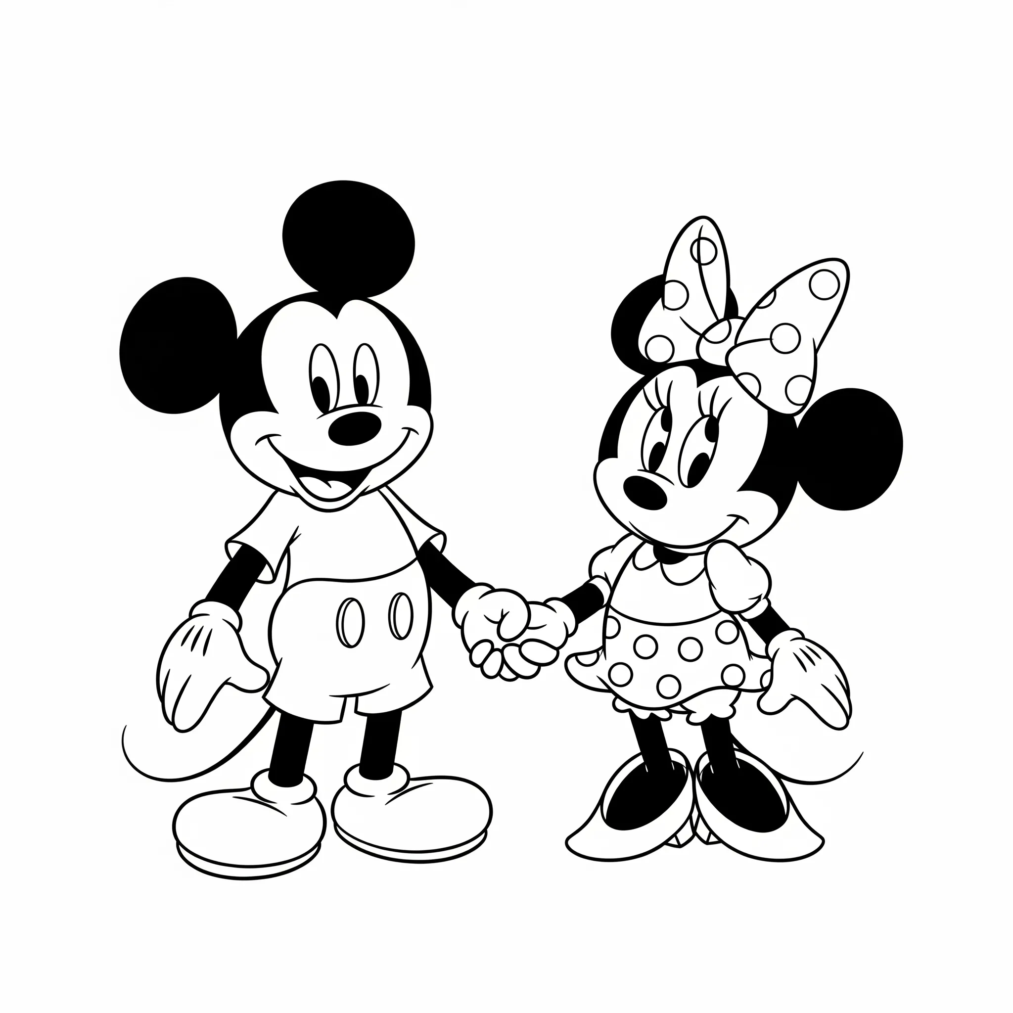 coloriage Mickey et Minnie se tenant la main à imprimer pdf