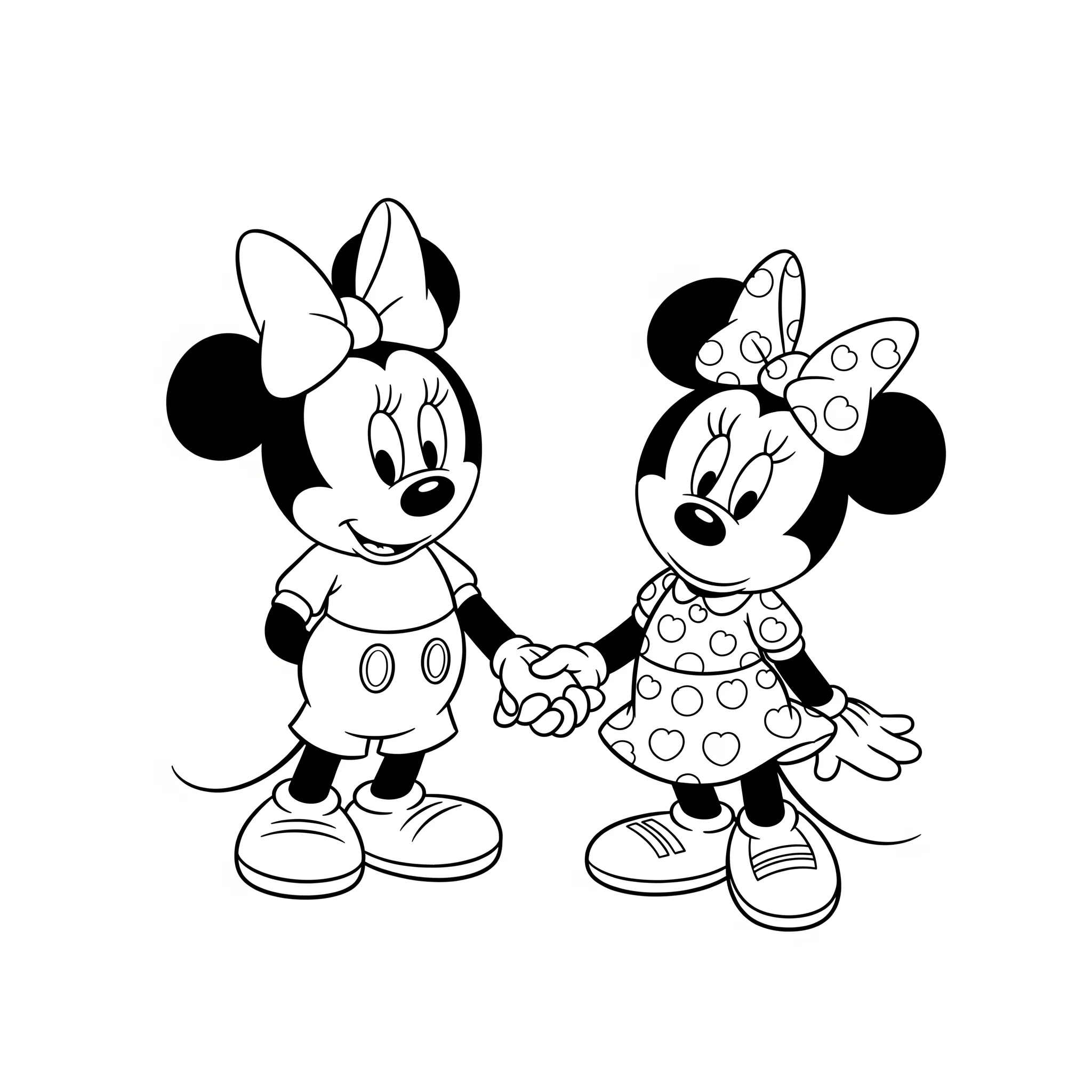 coloriage Mickey et Minnie se tenant la main et dessin a imprimer