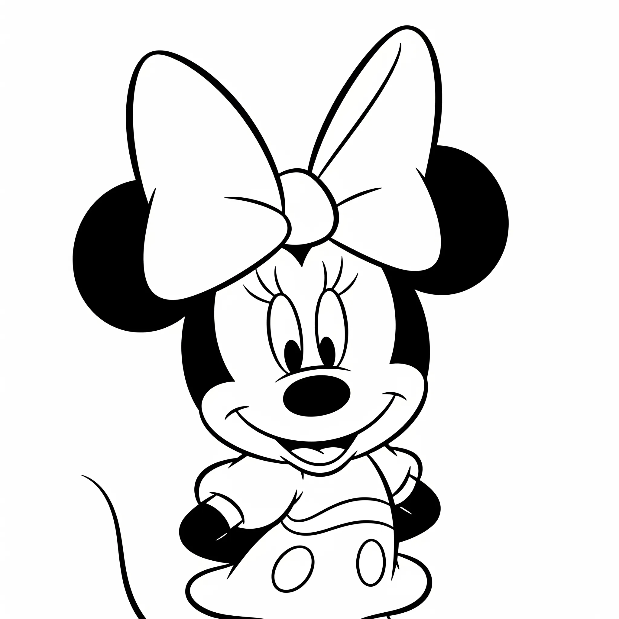 coloriage Minnie avec un nœud géant à imprimer pour enfant de 4 ans