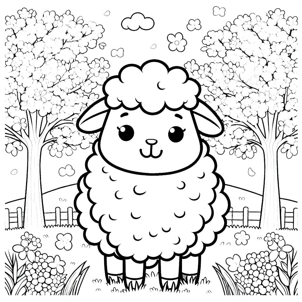 coloriage Mouton d'enfant a imprimer 1