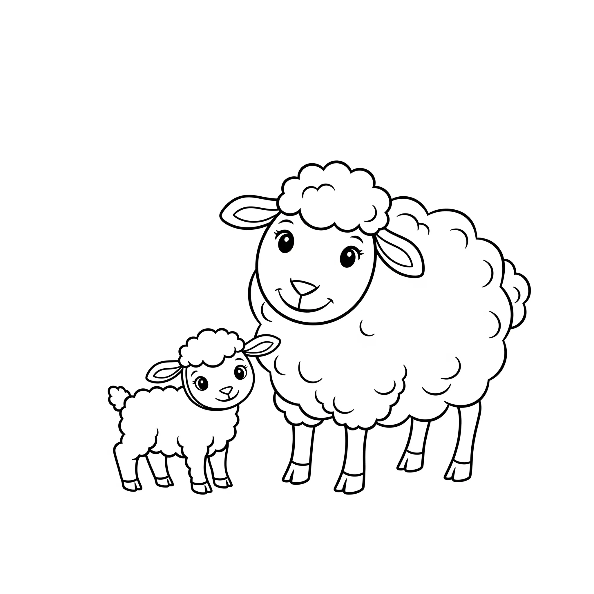 coloriage Mouton et son agneau pour enfants