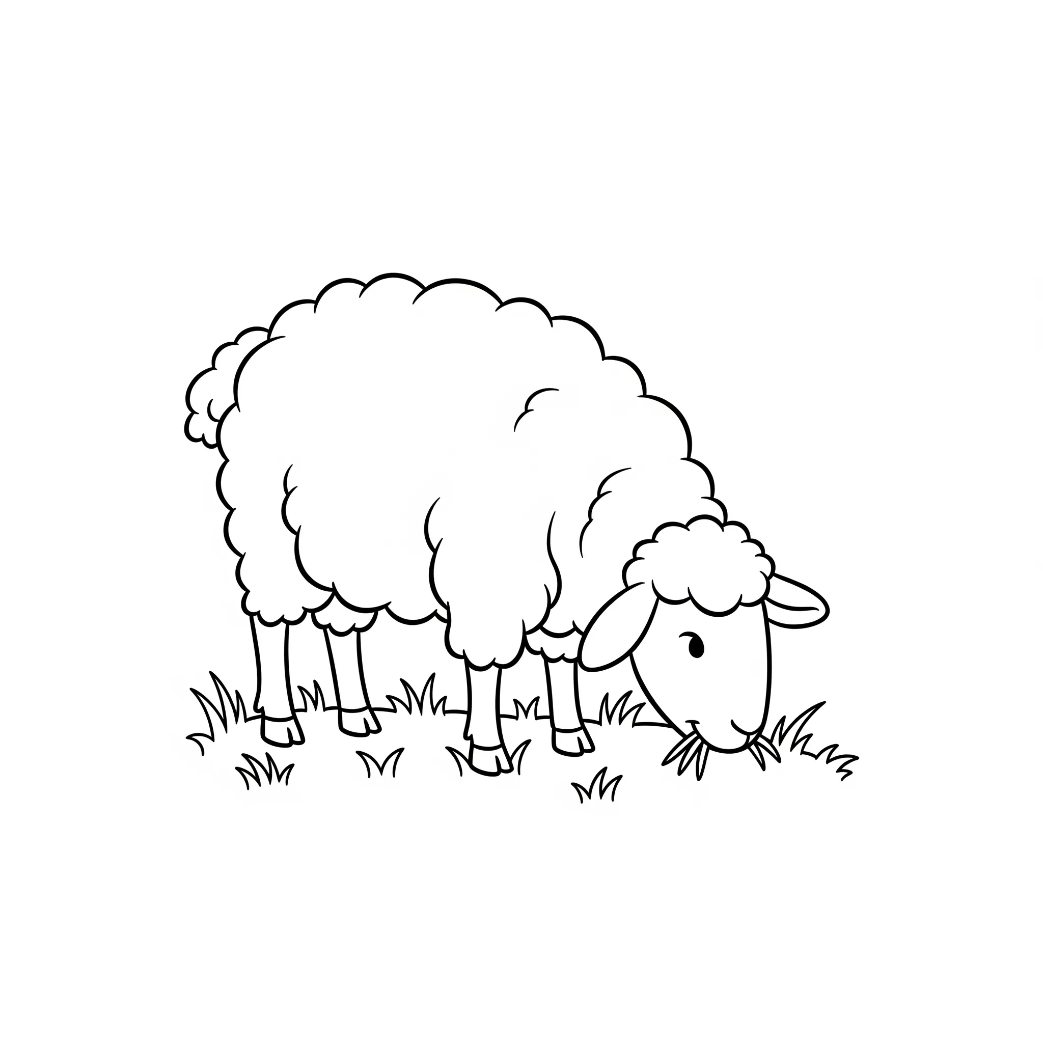 coloriage Mouton mangeant de l’herbe à imprimer