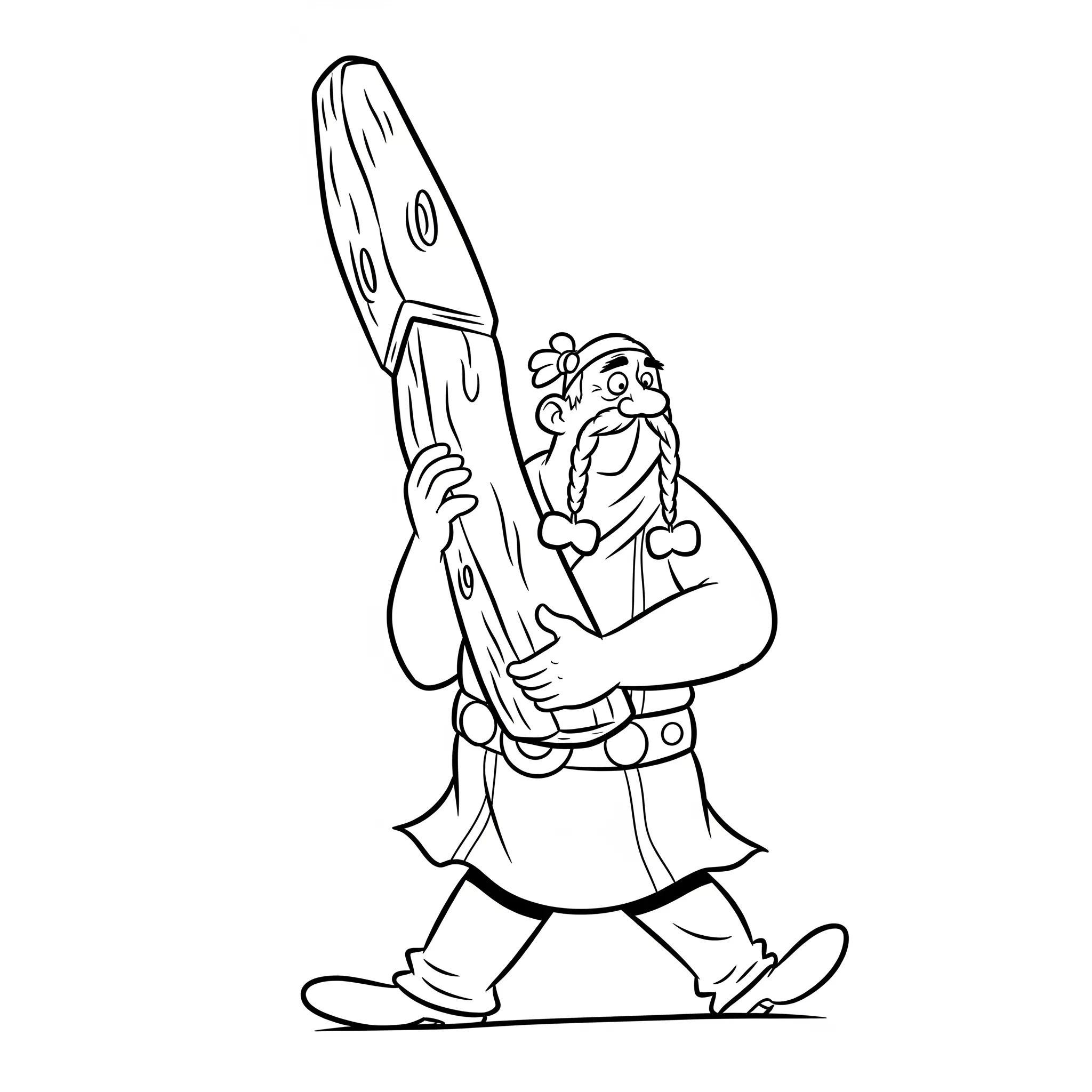 coloriage Obélix portant un menhir gratuit