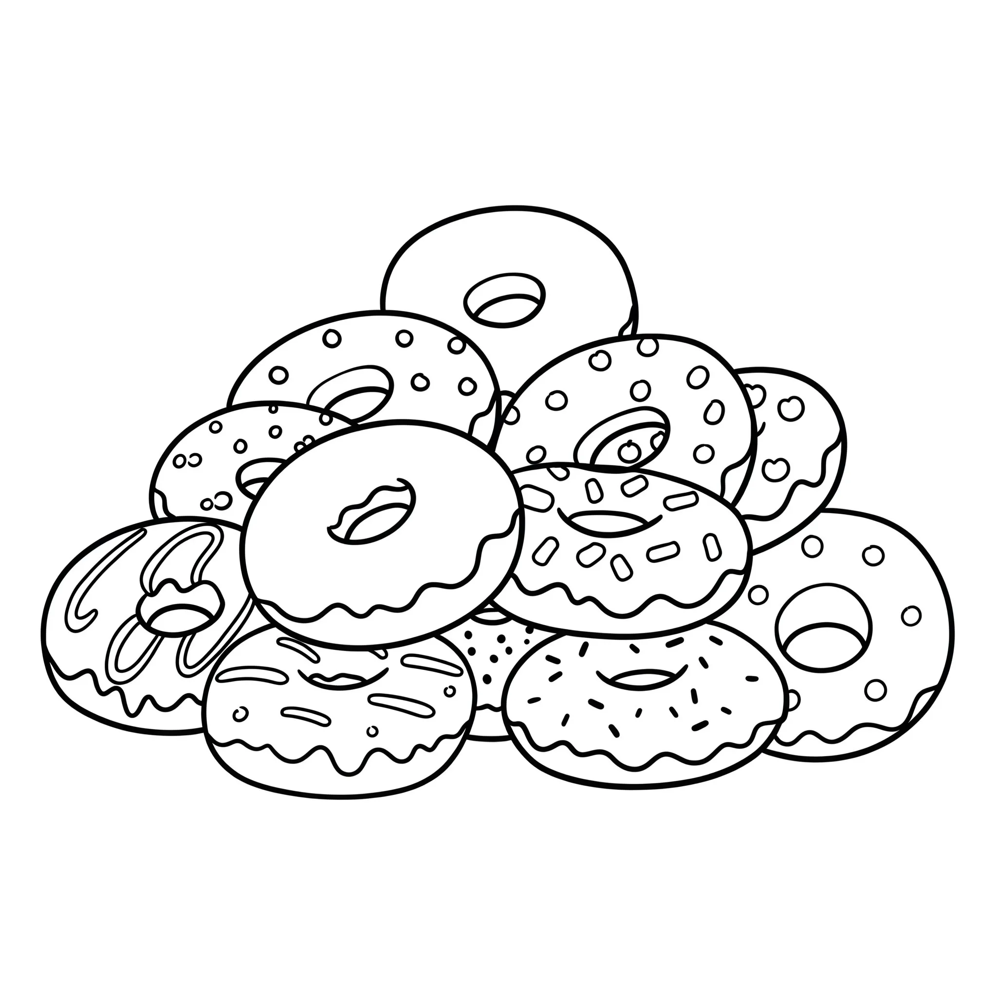 imprimer coloriage Pile de donuts pour enfant