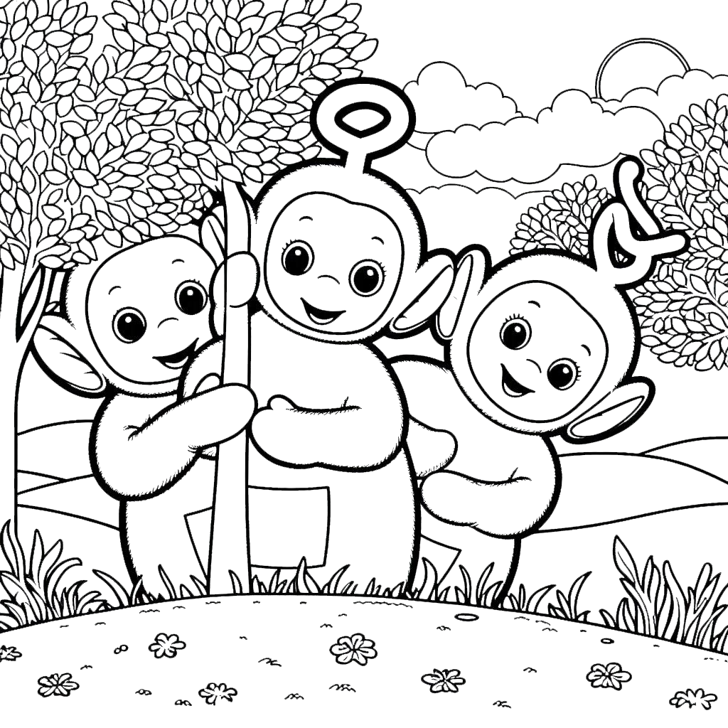 coloriage Teletubbies à imprimer pour enfant de 4 ans