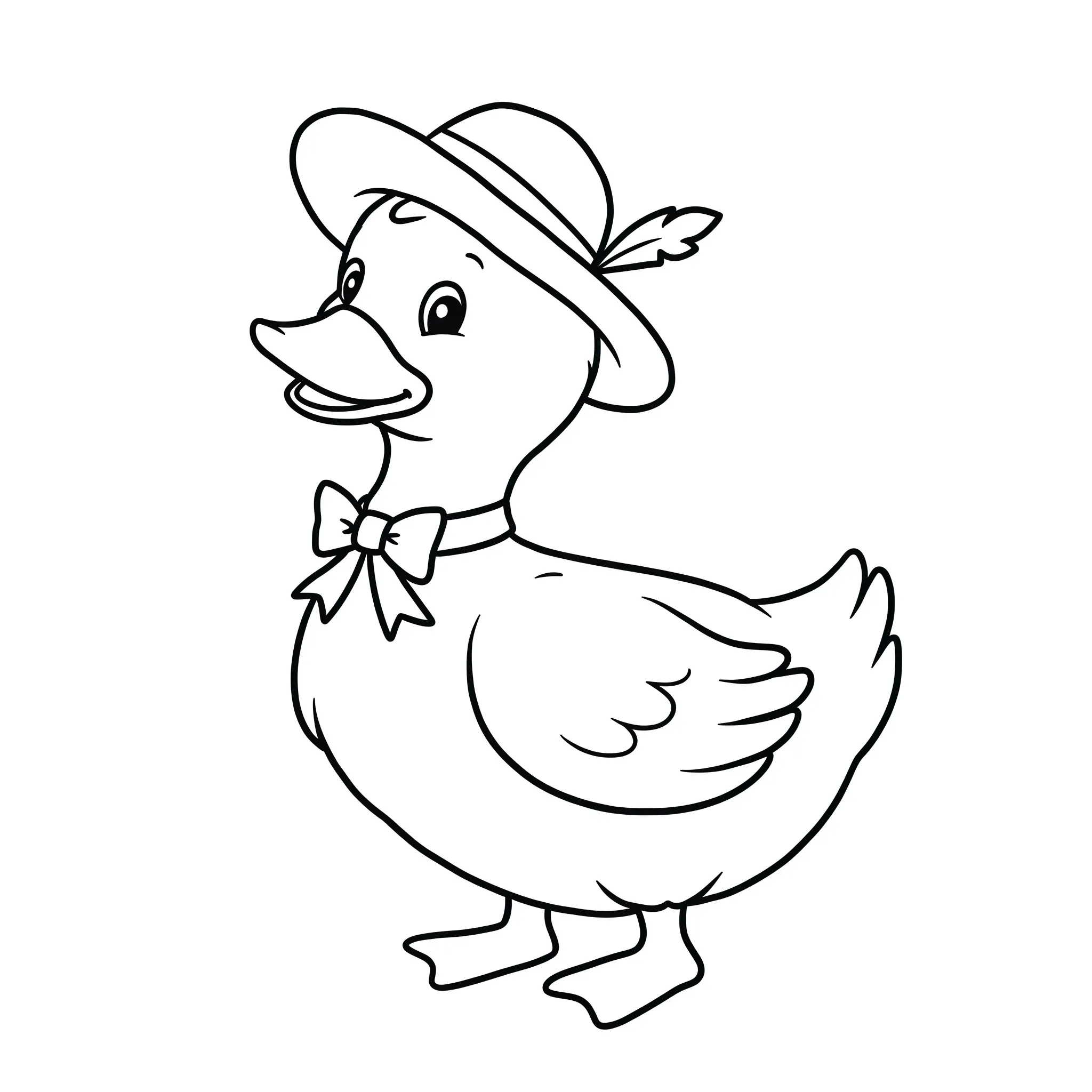 coloriage Un canard avec un chapeau à imprimer pour enfants