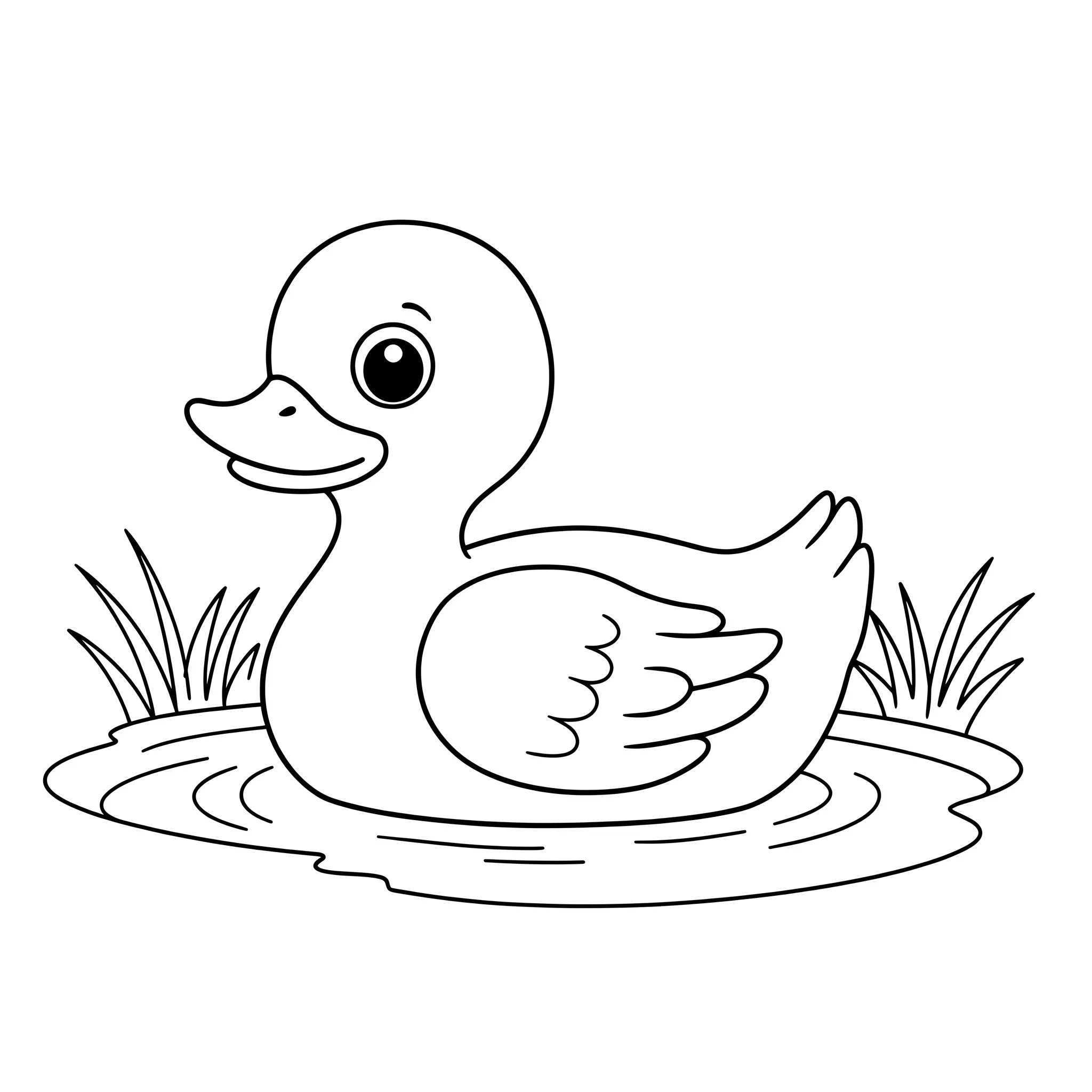 coloriage Un canard dans un étang pour enfant de 7 ans