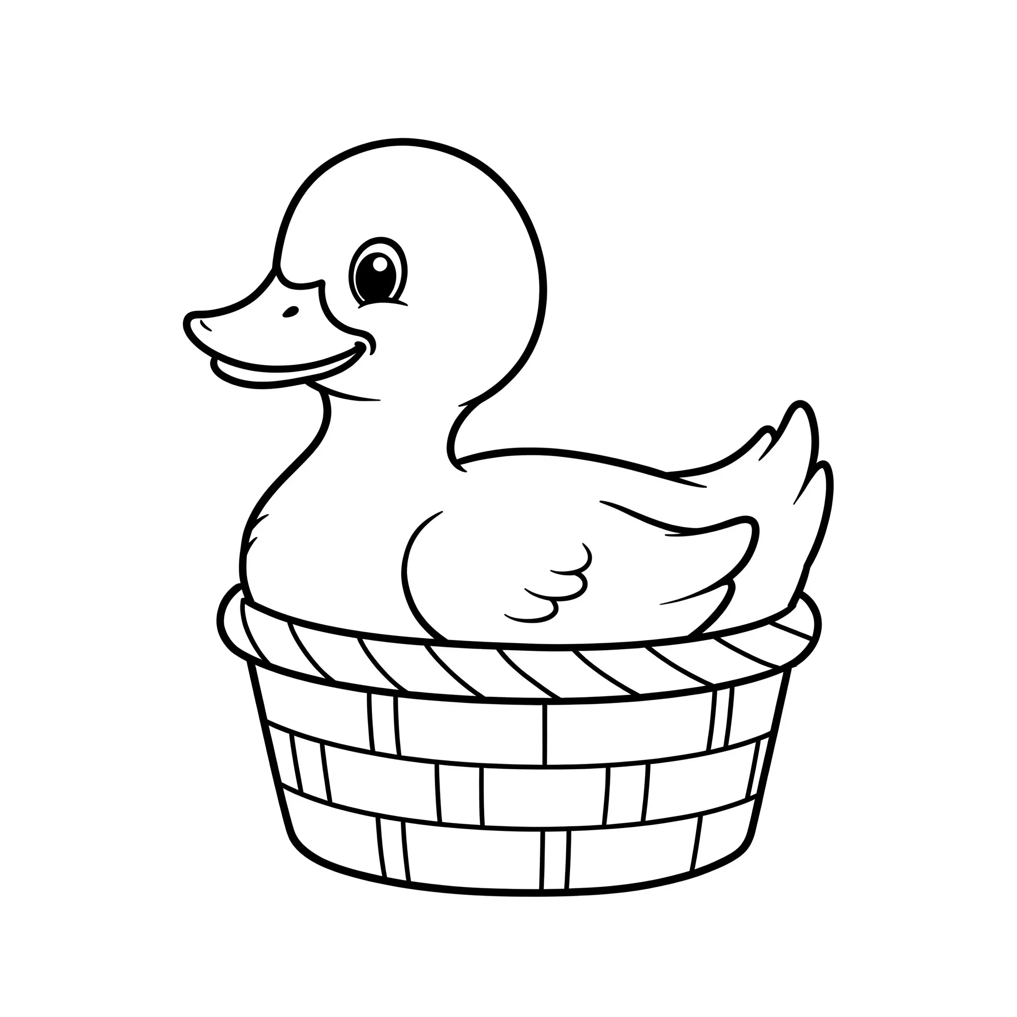 coloriage Un canard dans un panier à imprimer pour enfant de 9 ans