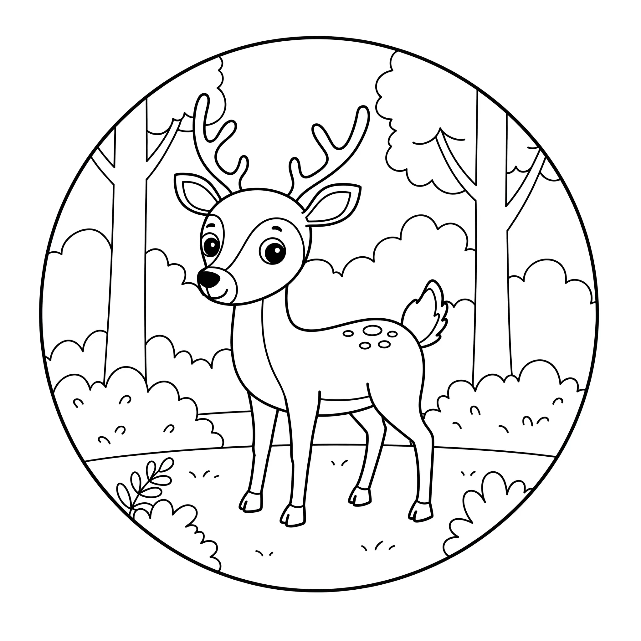 coloriage Un cerf dans la forêt a dessiner en ligne