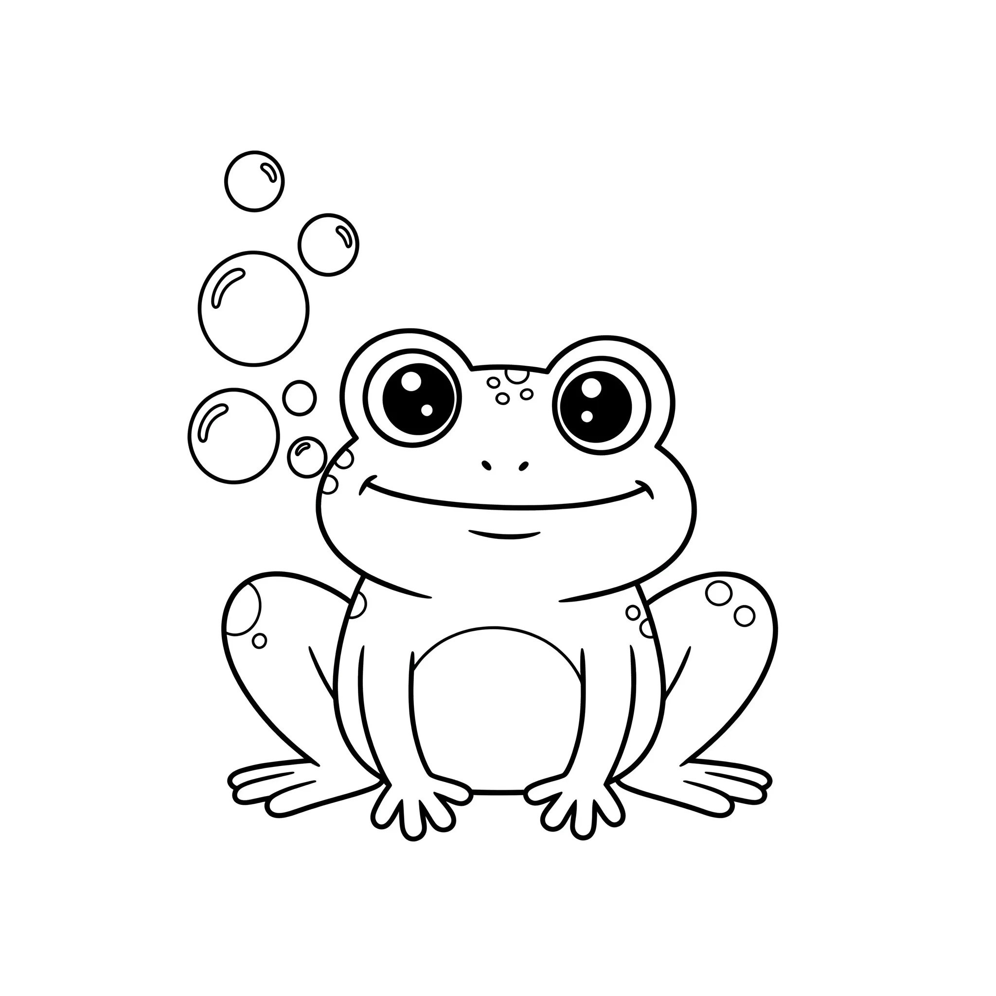 coloriage Une grenouille qui fait des bulles à imprimer kawaii
