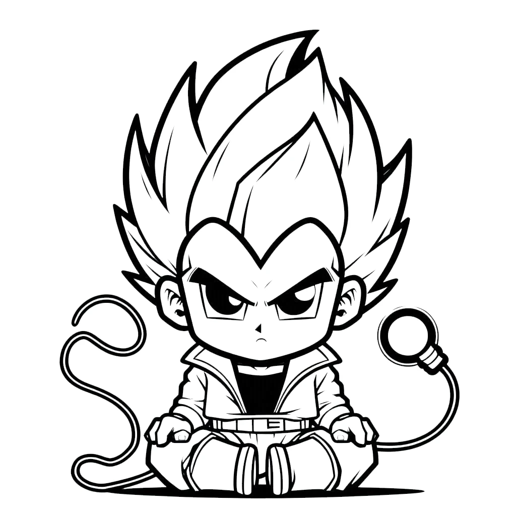 coloriage Vegeta à imprimer kawaii