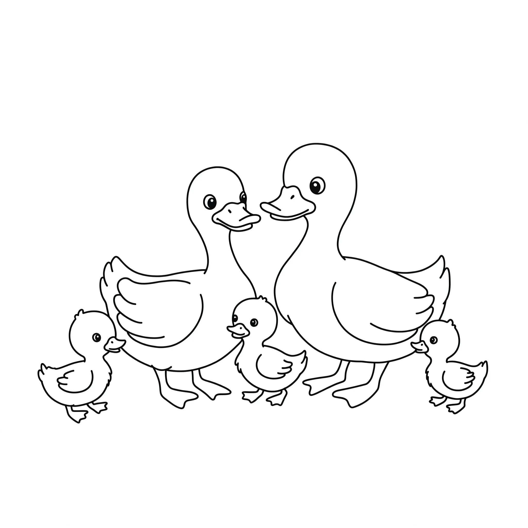 coloriage Une famille de canards et dessins