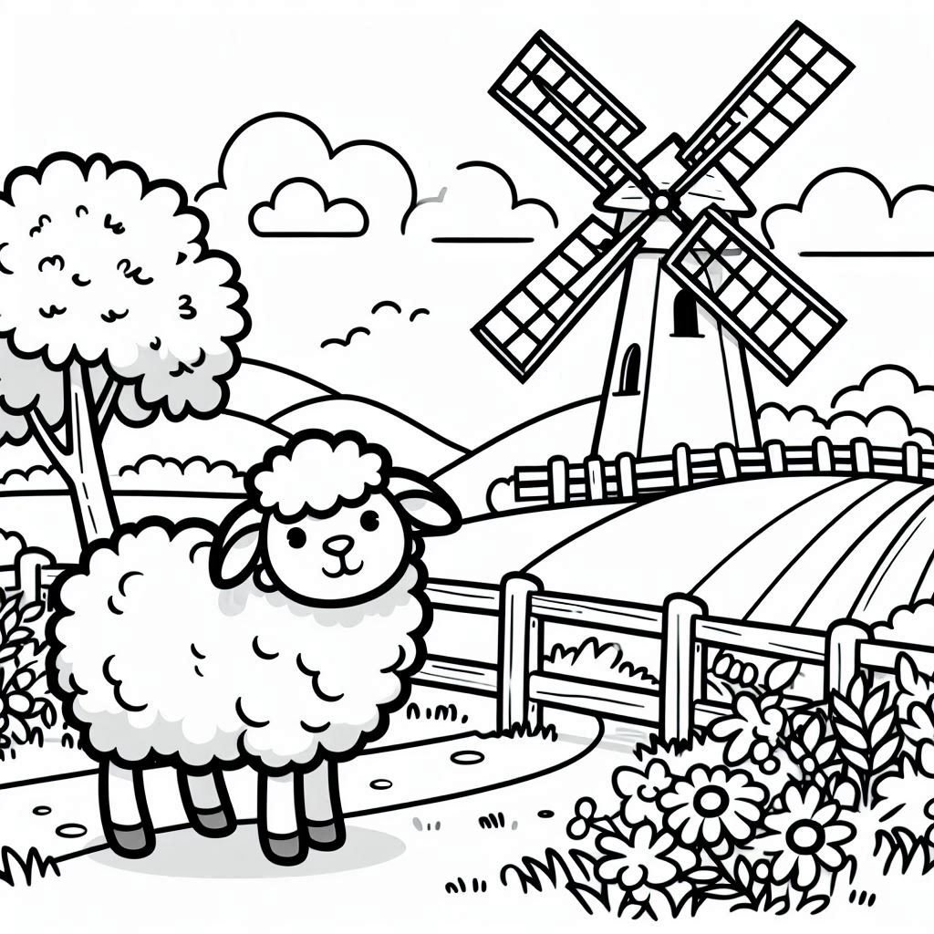 image de coloriage Mouton pour enfant