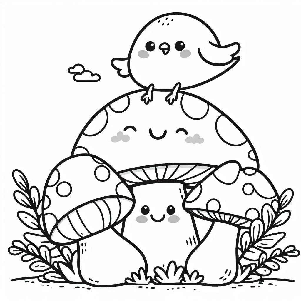 coloriage champignon de pour enfants