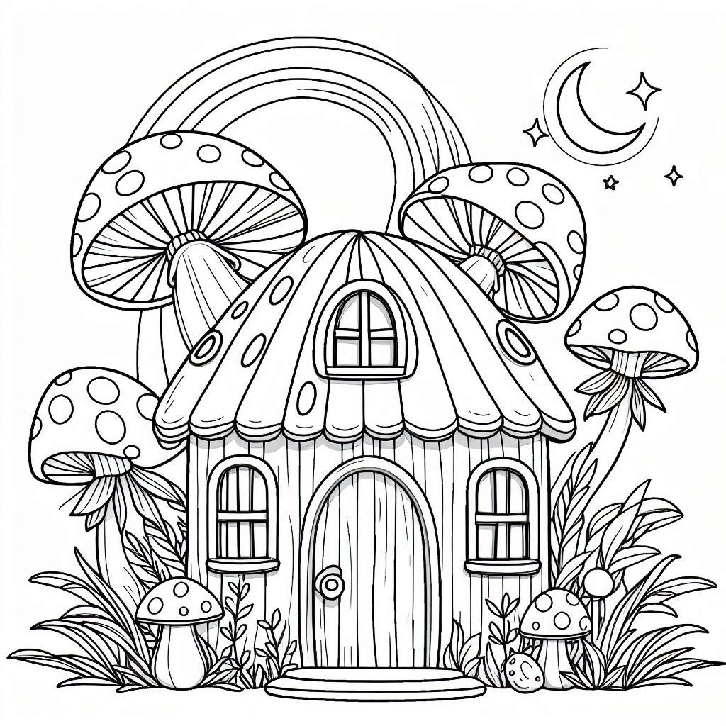 coloriage champignon pour enfants à imprimer