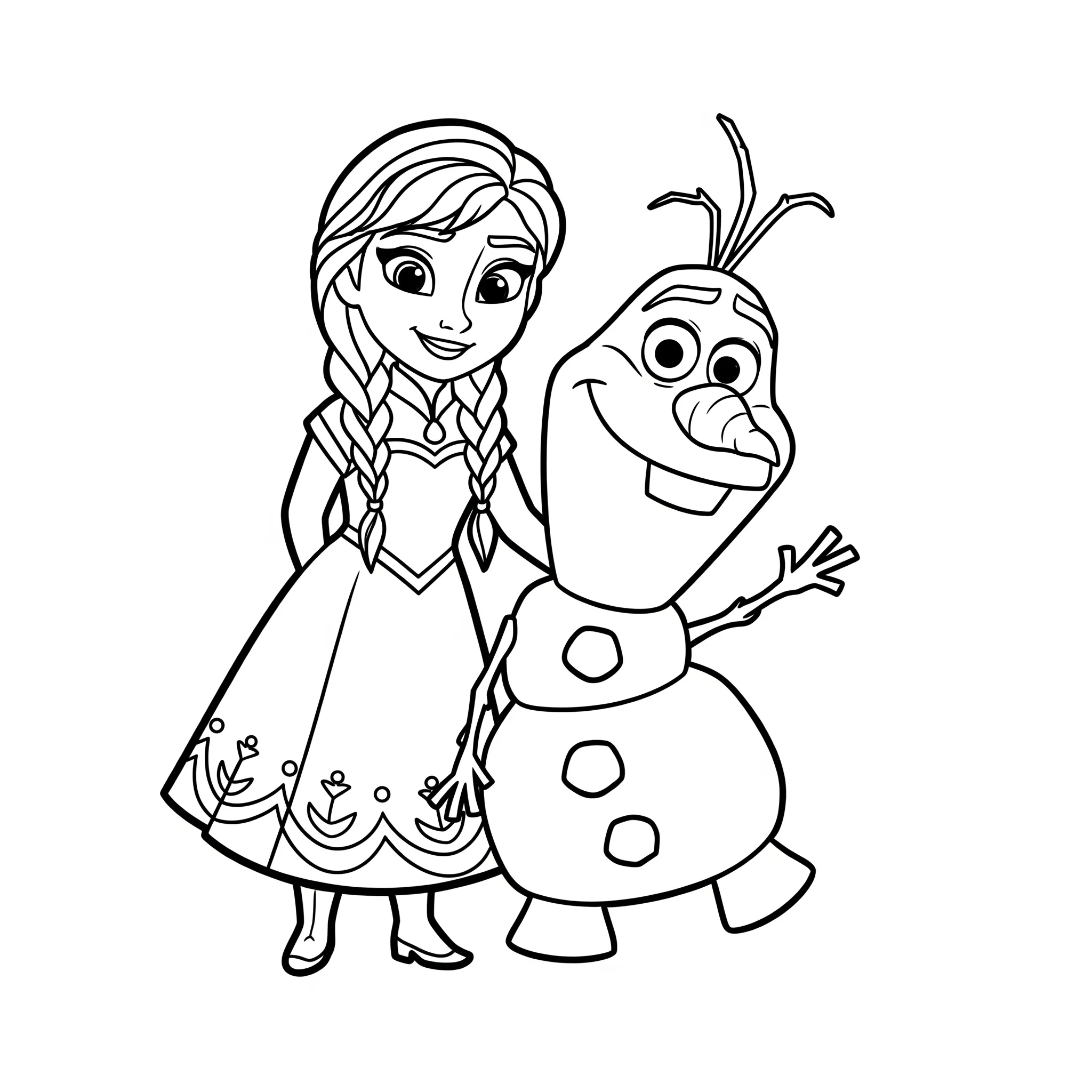 coloriage Anna avec Olaf a imprimer gratuitement