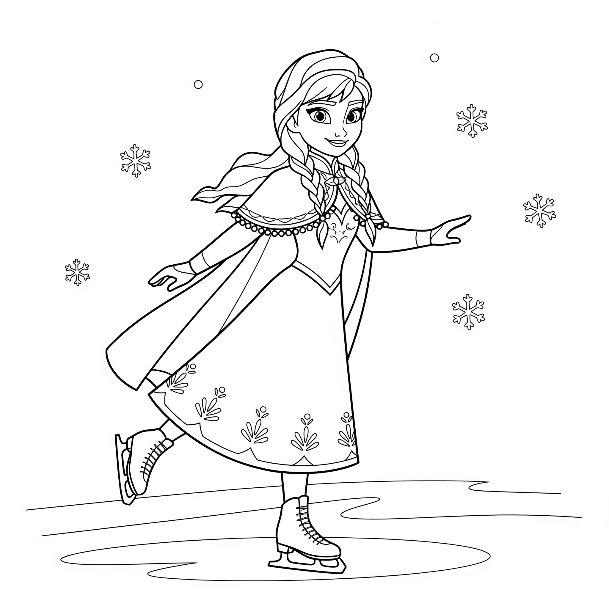 coloriage Anna en Patins à Glace a colorier en ligne gratuitement