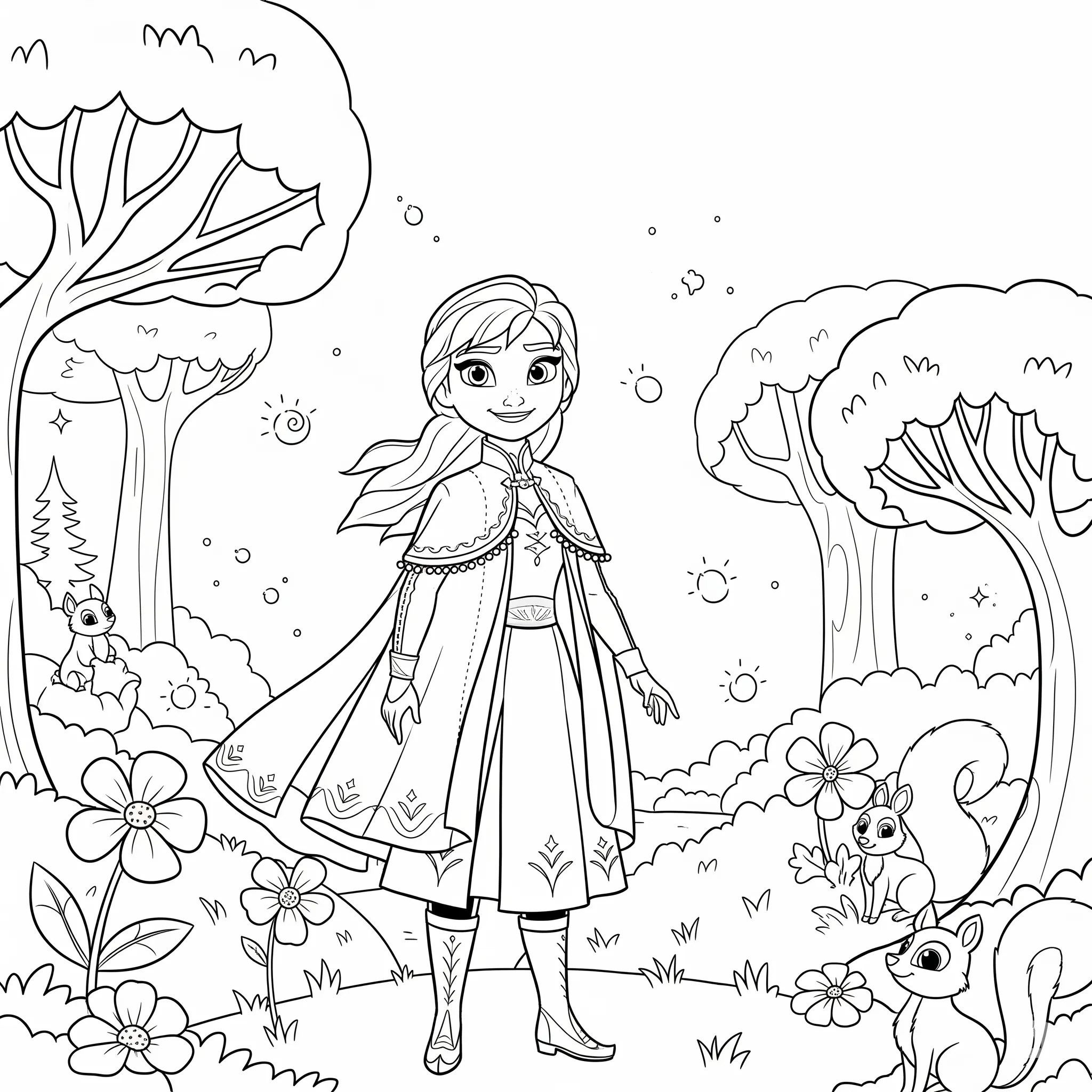 coloriage Anna et la Forêt Enchantée pour enfants à télécharger