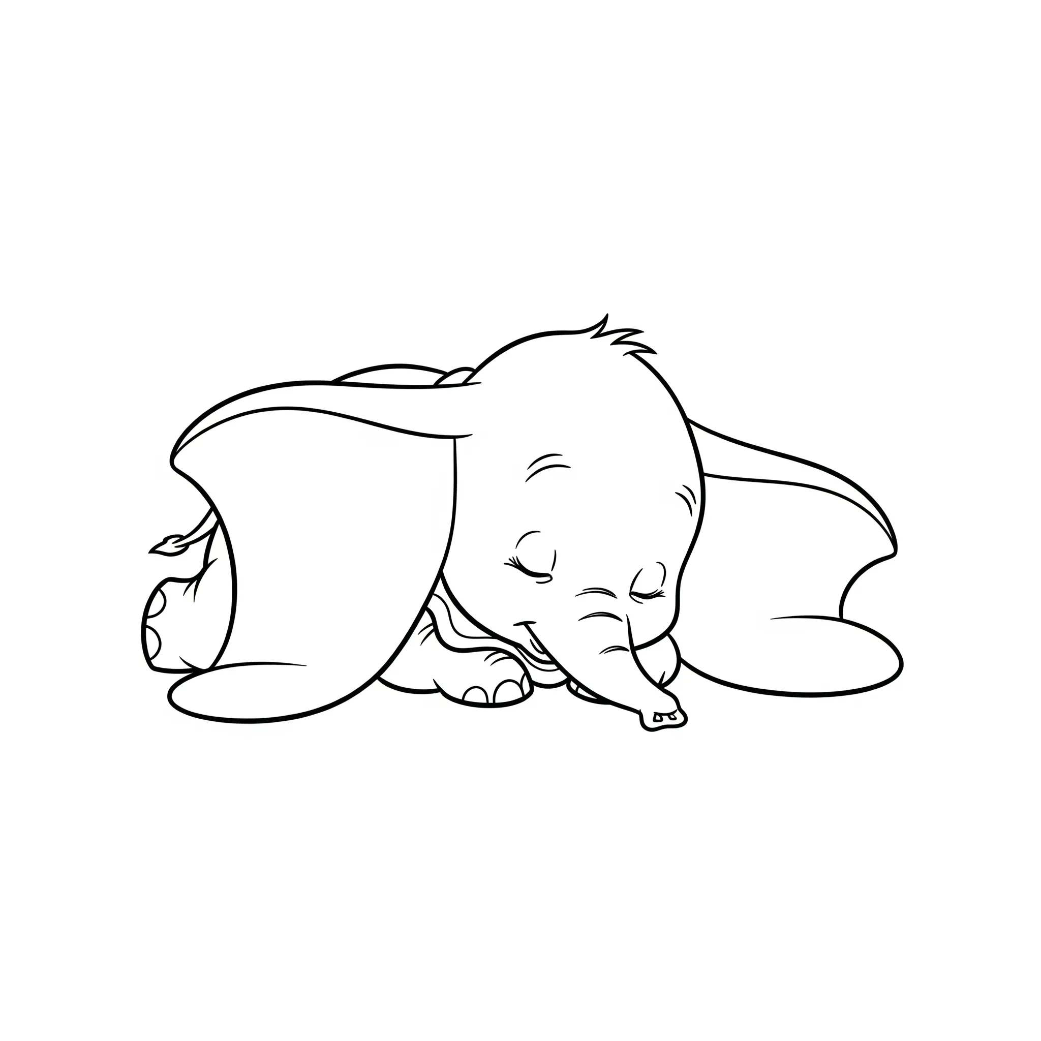 coloriage Bébé Dumbo Endormi et dessins