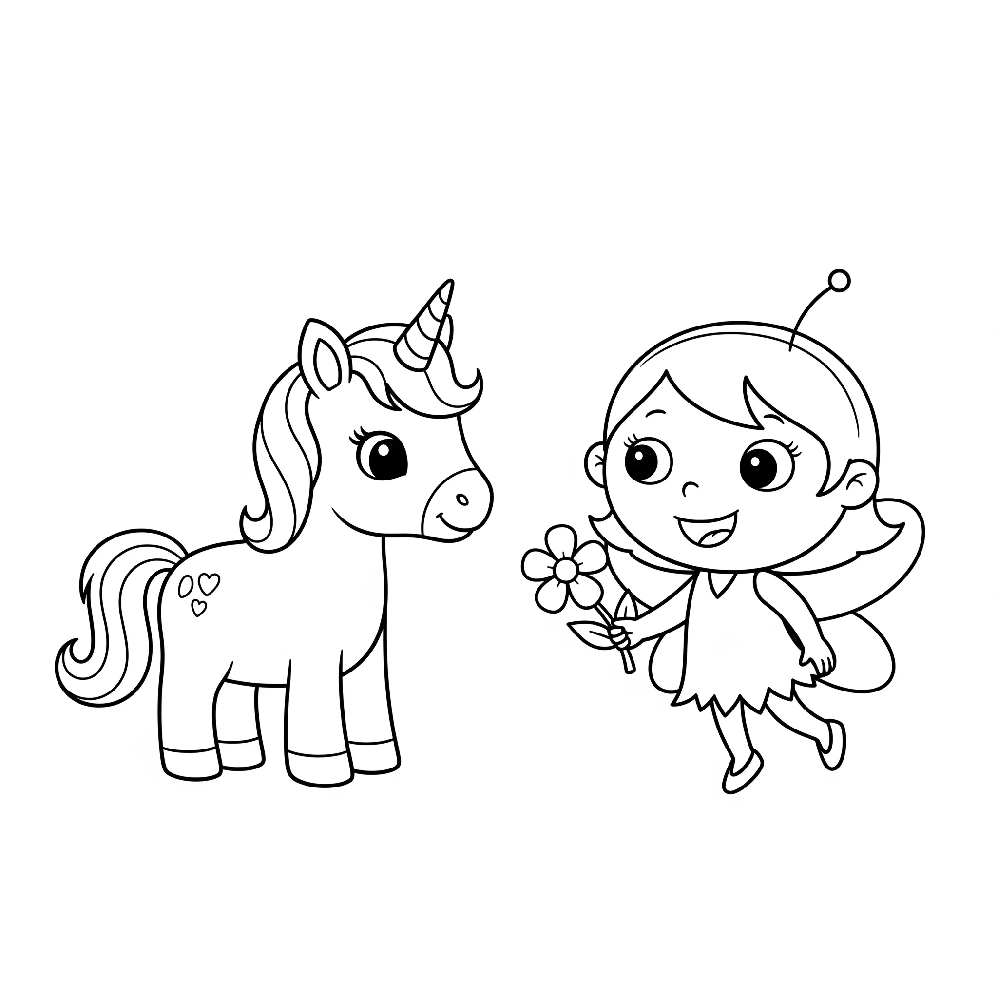 coloriage Bébé Licorne et Fée Joueuse a dessiner en ligne