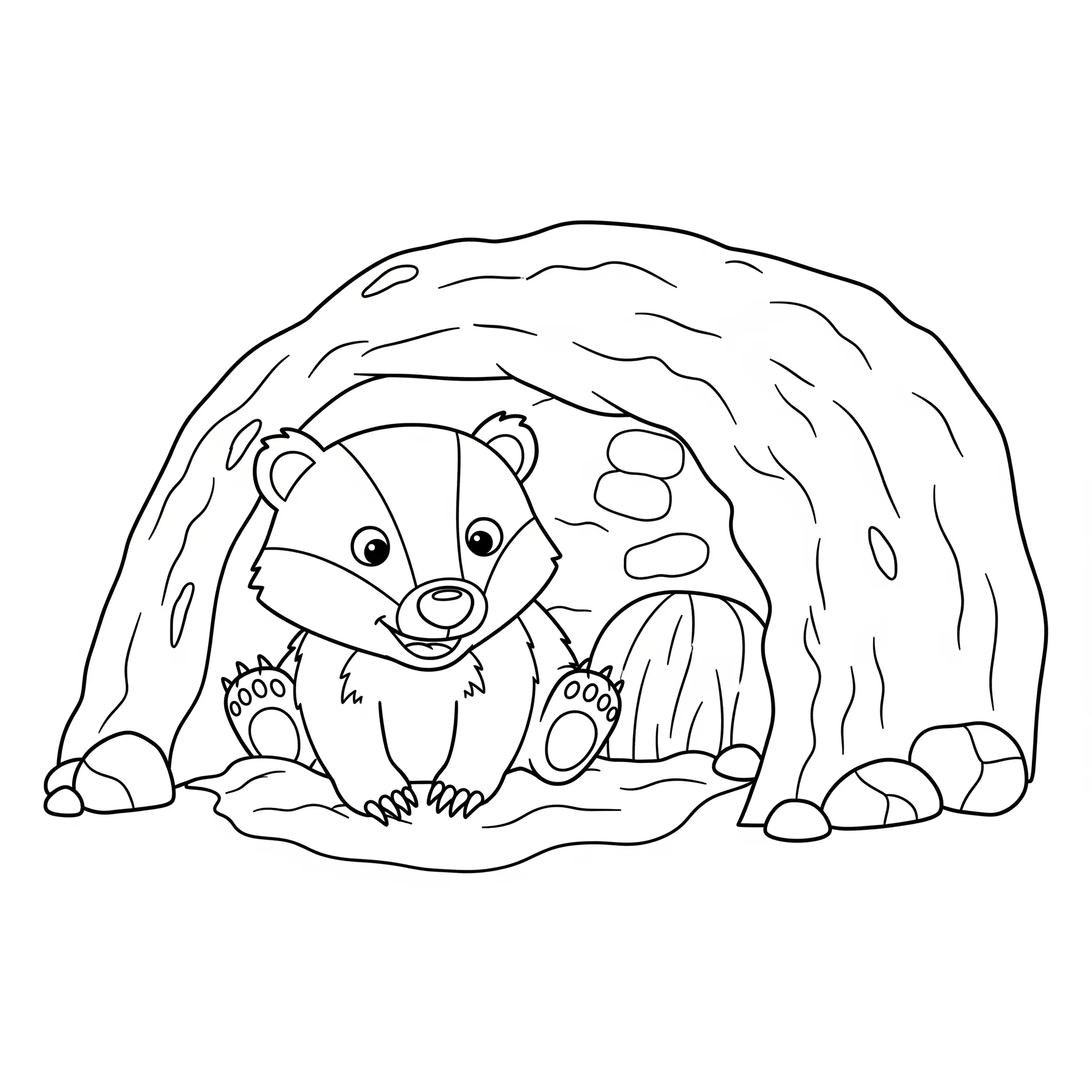 coloriage Blaireau dans sa tanière de pour enfants