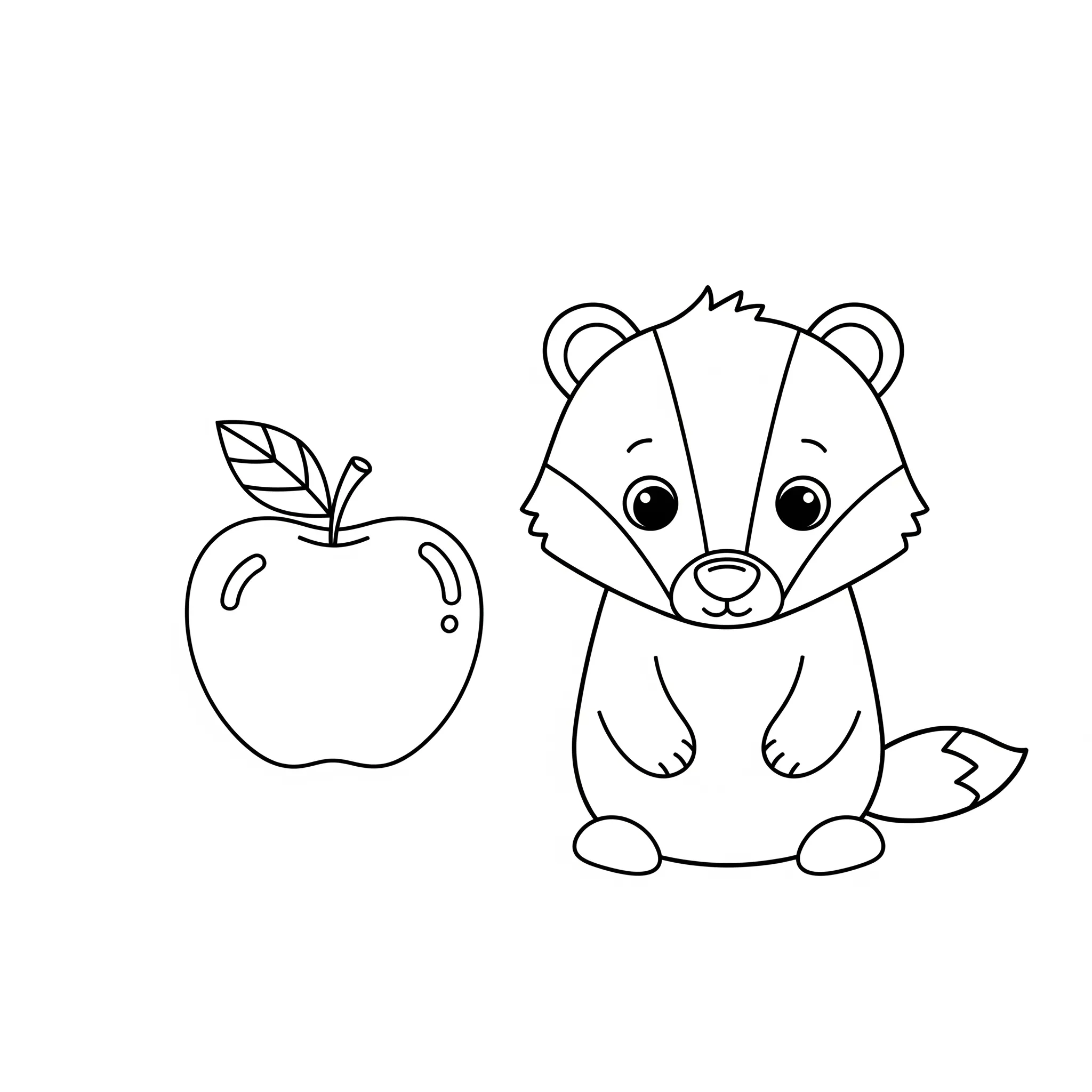 imprimer coloriage Blaireau et pomme
