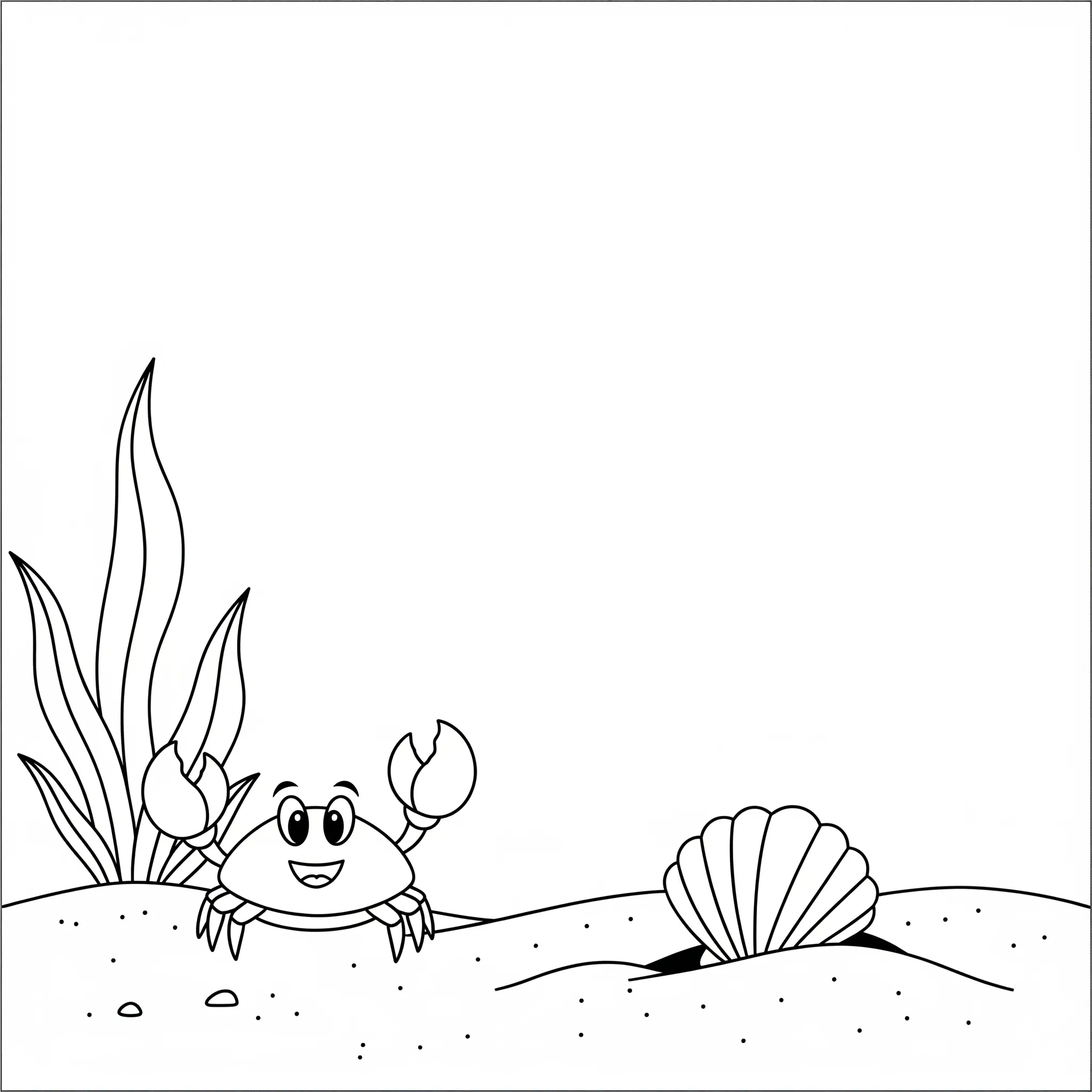 coloriage Coquillage Caché dans le Sable pour bebe a imprimer