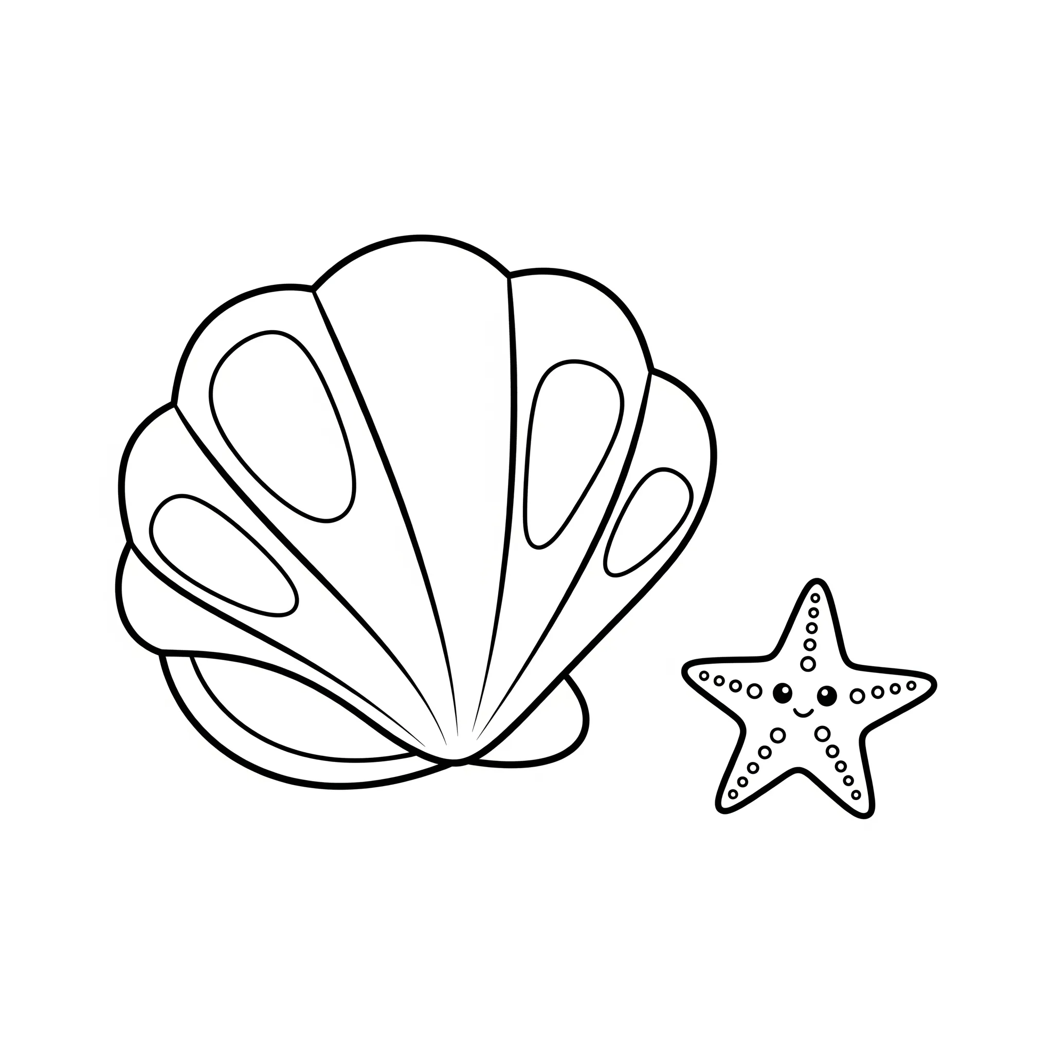 coloriage Coquillage et Petite Étoile de Mer à imprimer