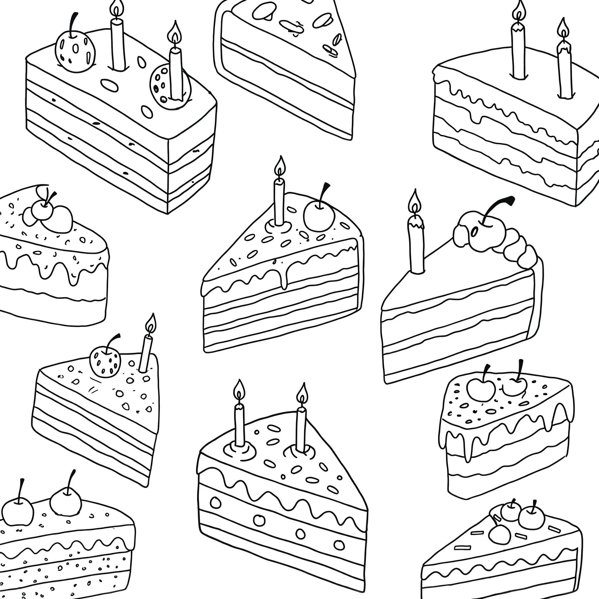 coloriage Des parts de gâteau individuelles à imprimer pour enfant de 10 ans