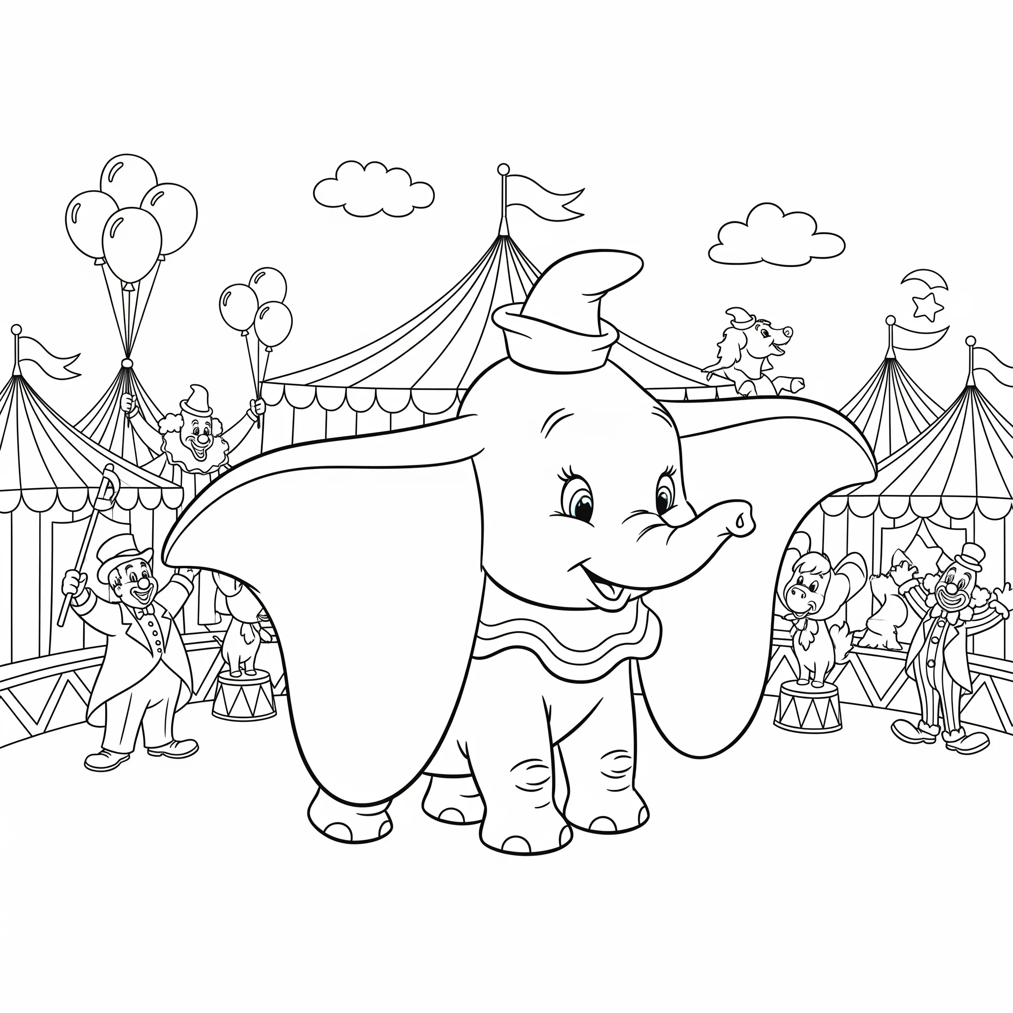 coloriage Dumbo dans le Cirque pour enfant à imprimer
