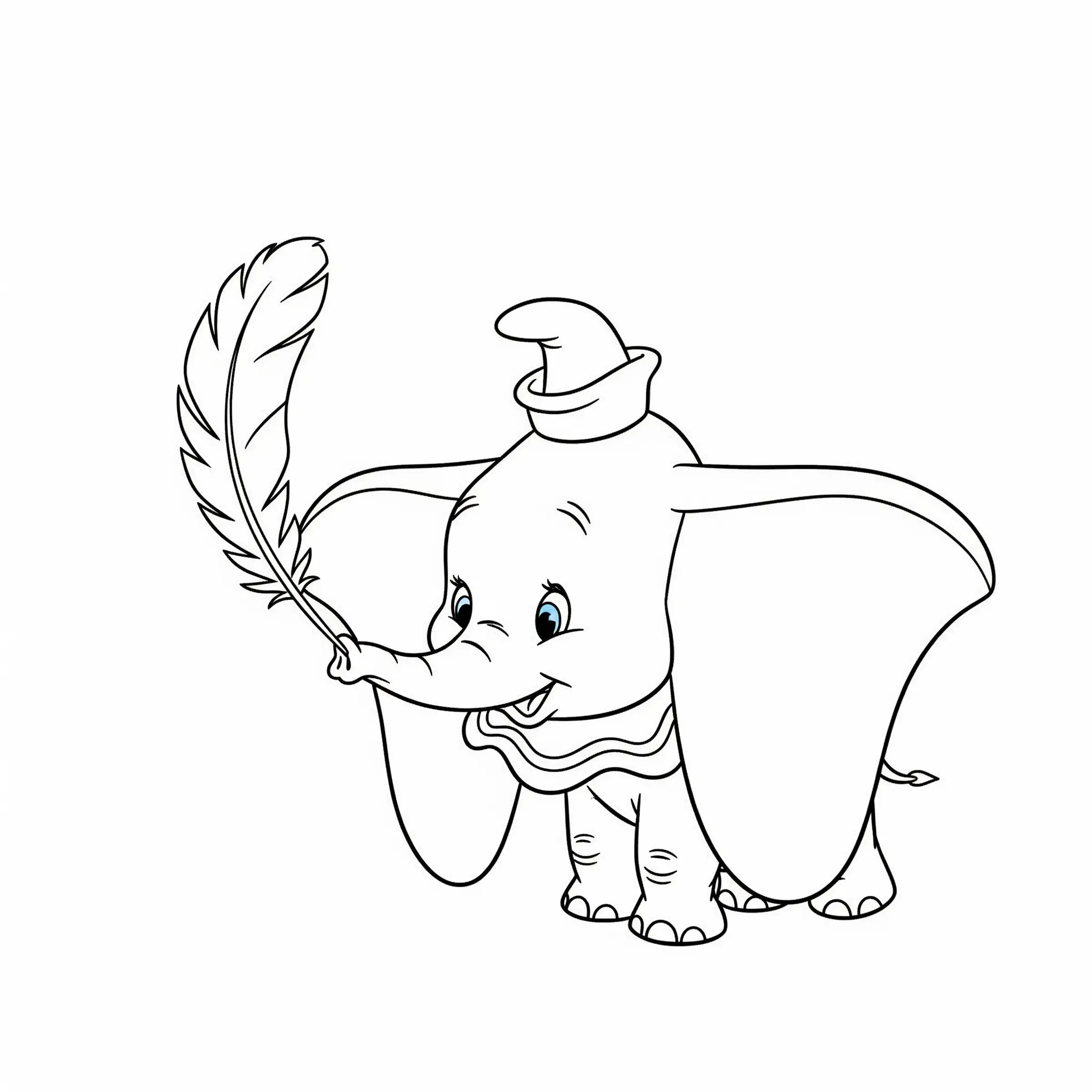 coloriage Dumbo et une Plume Magique educatif pour enfant