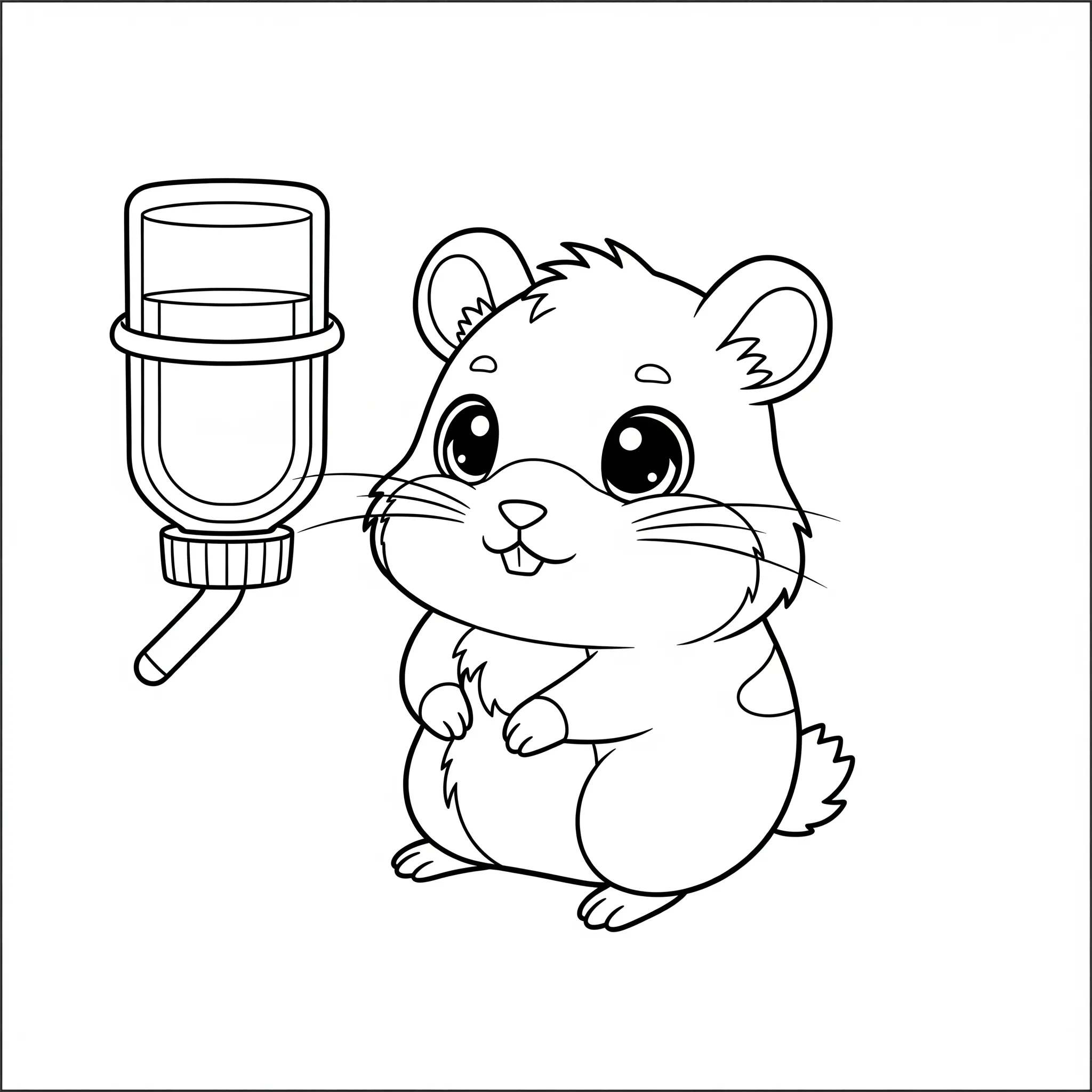 coloriage Hamster et sa Bouteille d’Eau pour enfant à imprimer