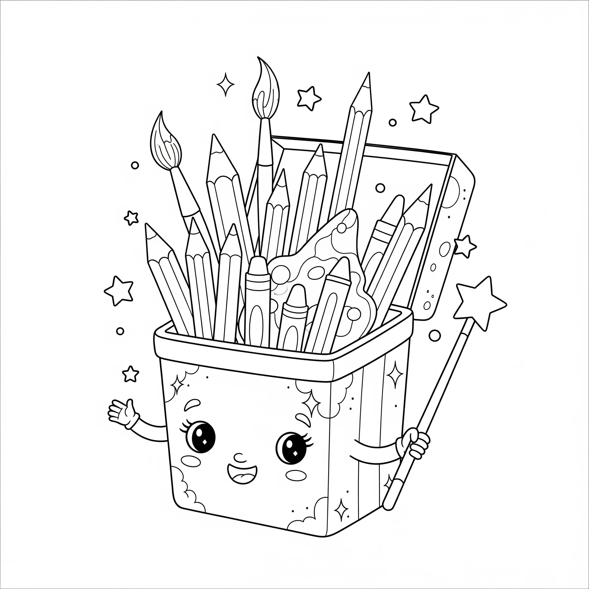 coloriage La Boîte à Crayons Magique d'enfant a imprimer