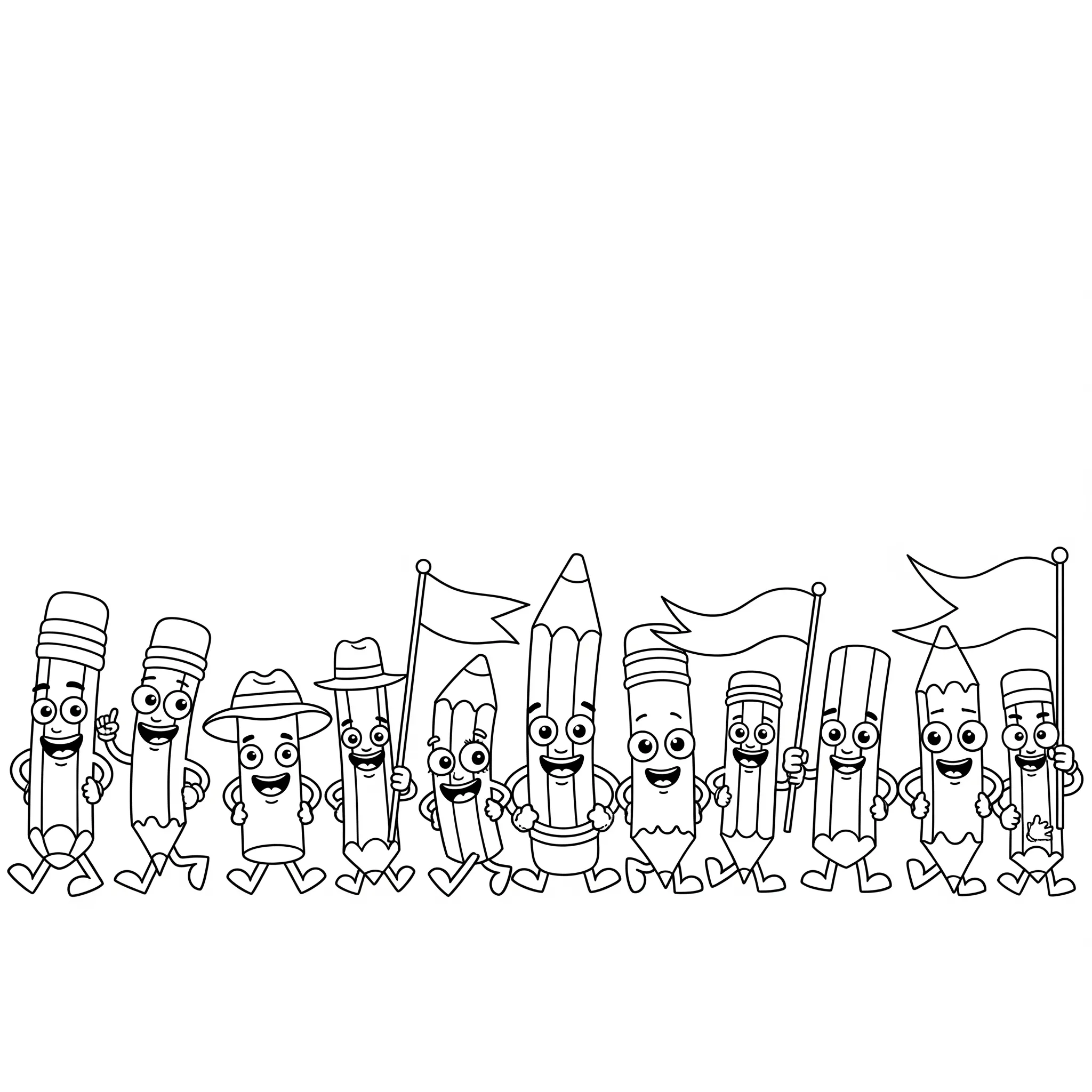 coloriage Le Défilé de Crayons à imprimer pdf gratuit