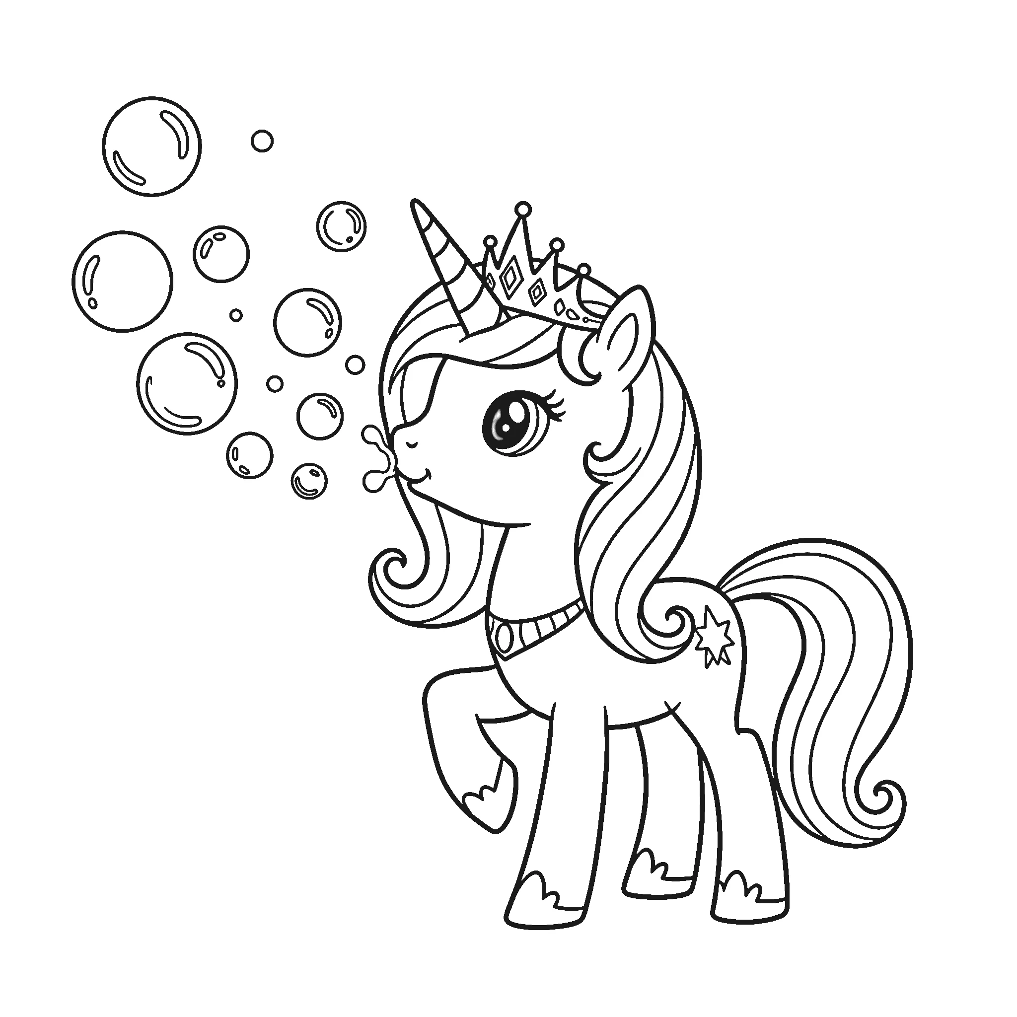 coloriage Princesse Licorne à imprimer pour enfant de 2 ans