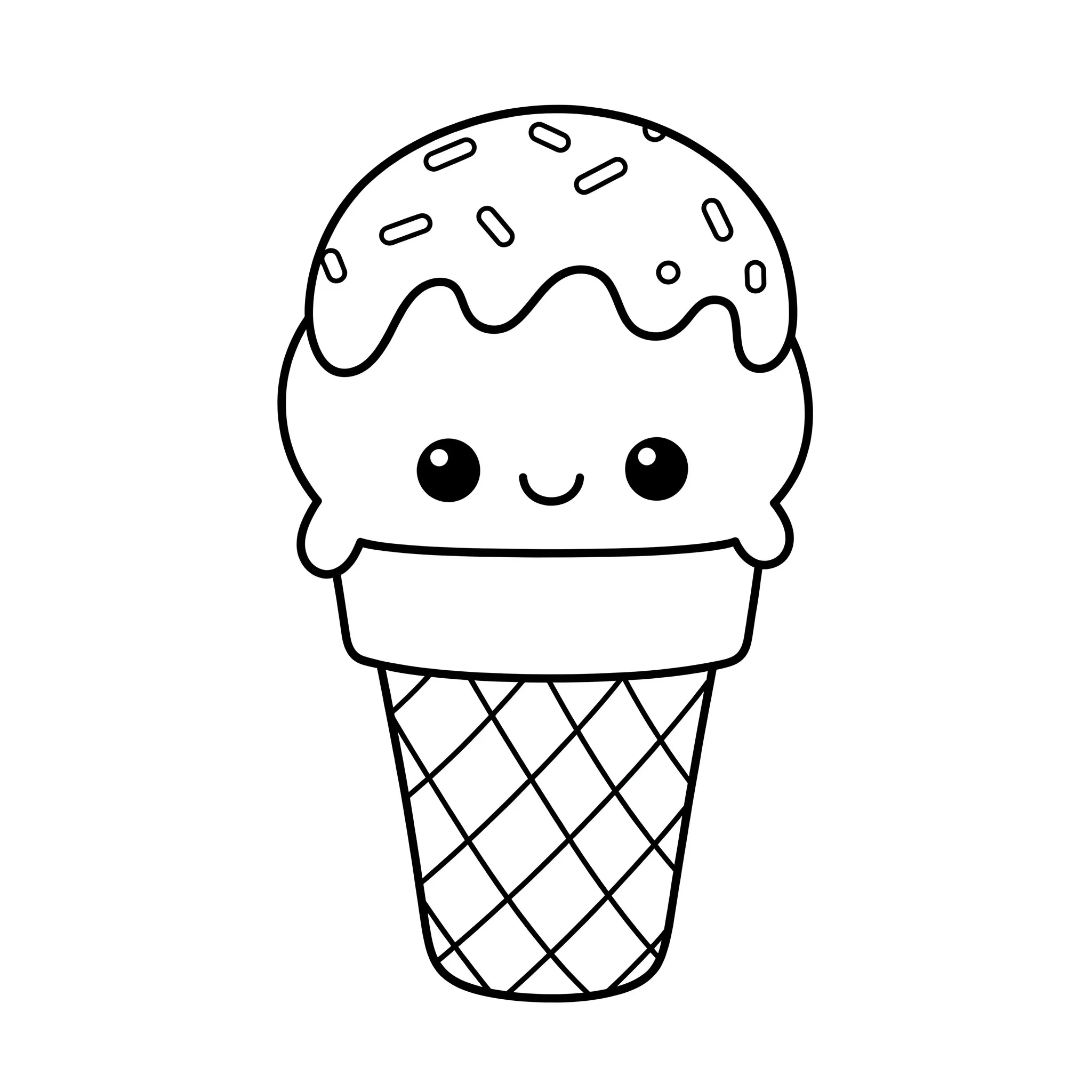 coloriage Un cornet de glace avec une crinière ondulée pour enfant de 3 ans