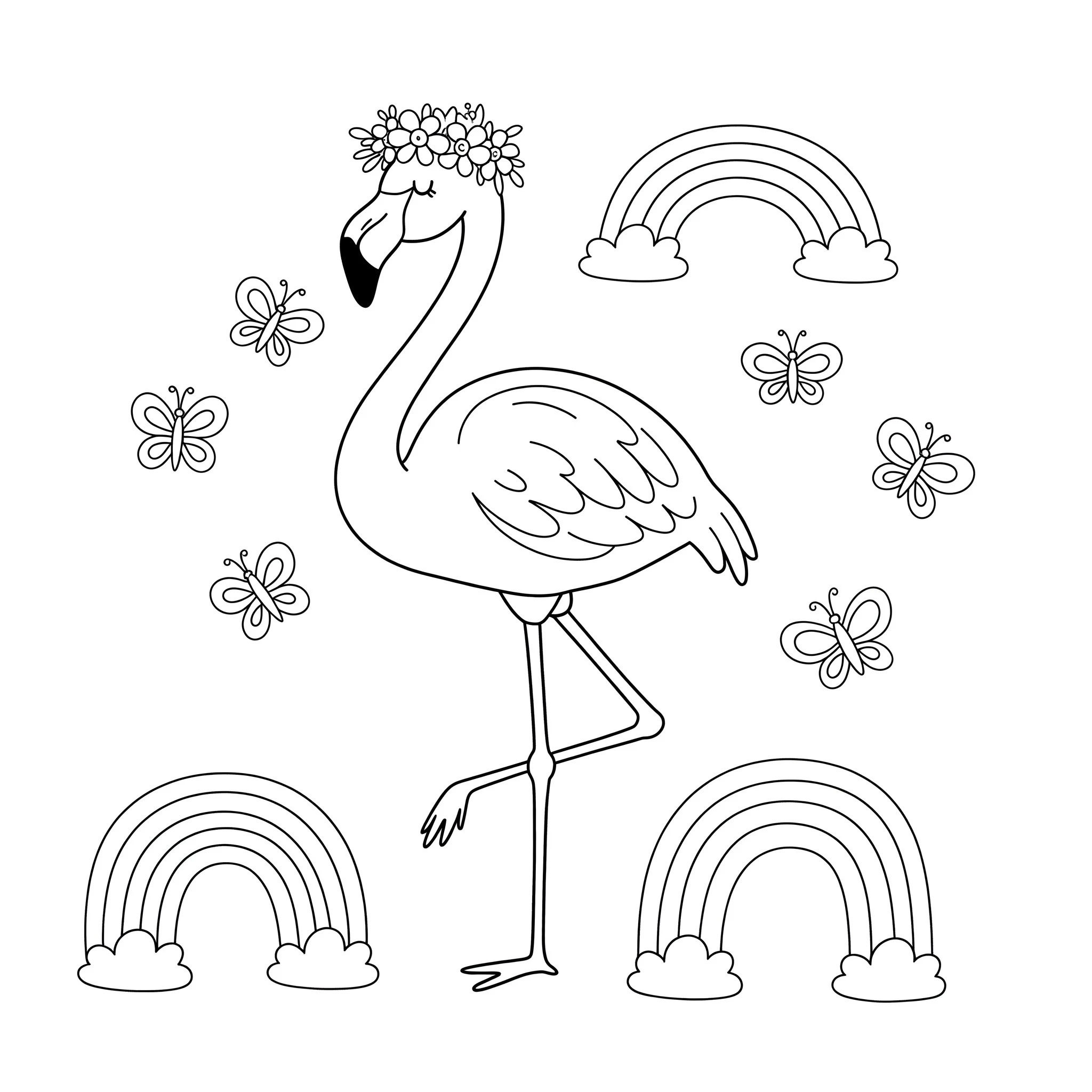 coloriage Flamant Rose pour enfants a imprimer gratuit