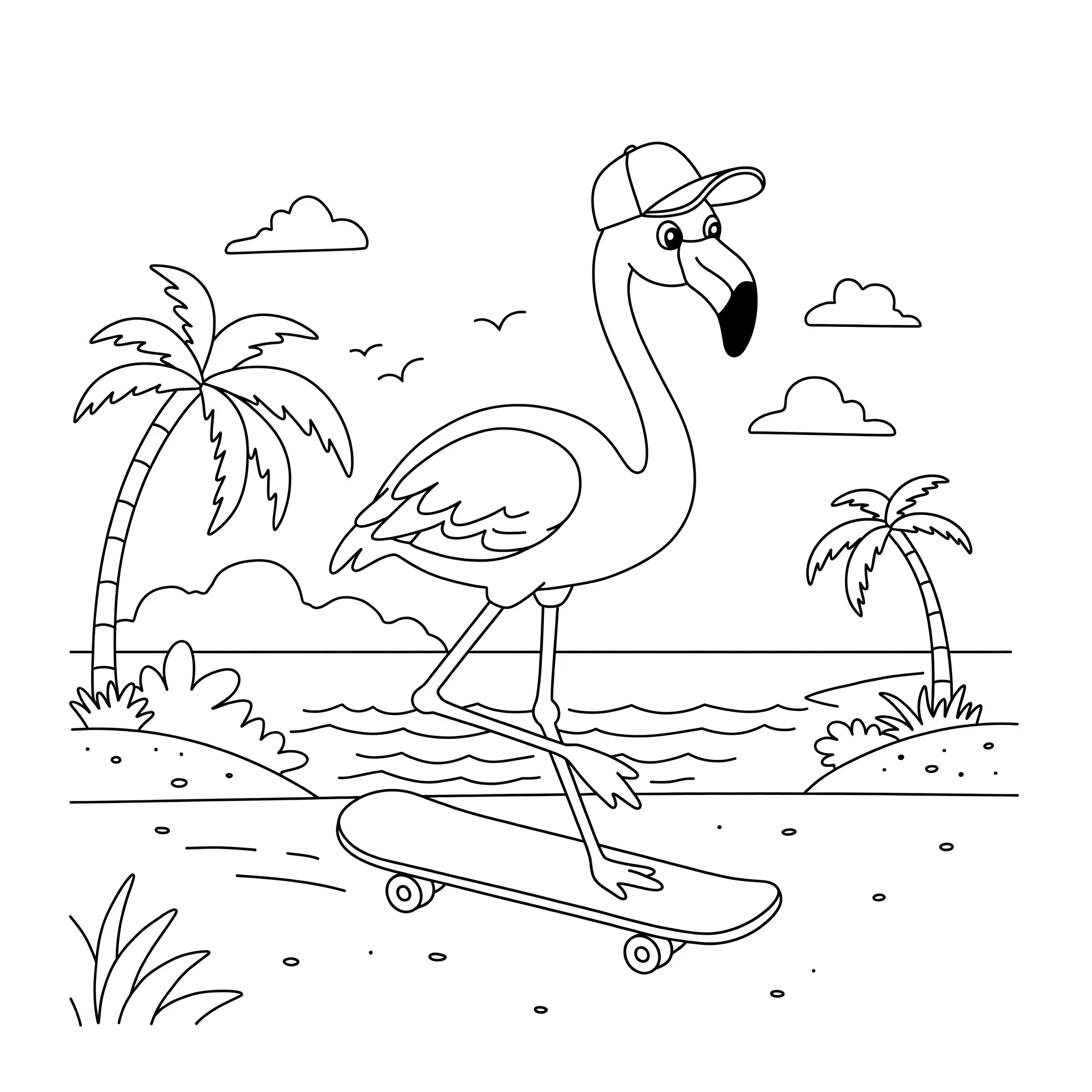 coloriage Flamant Rose pour enfant de 3 ans