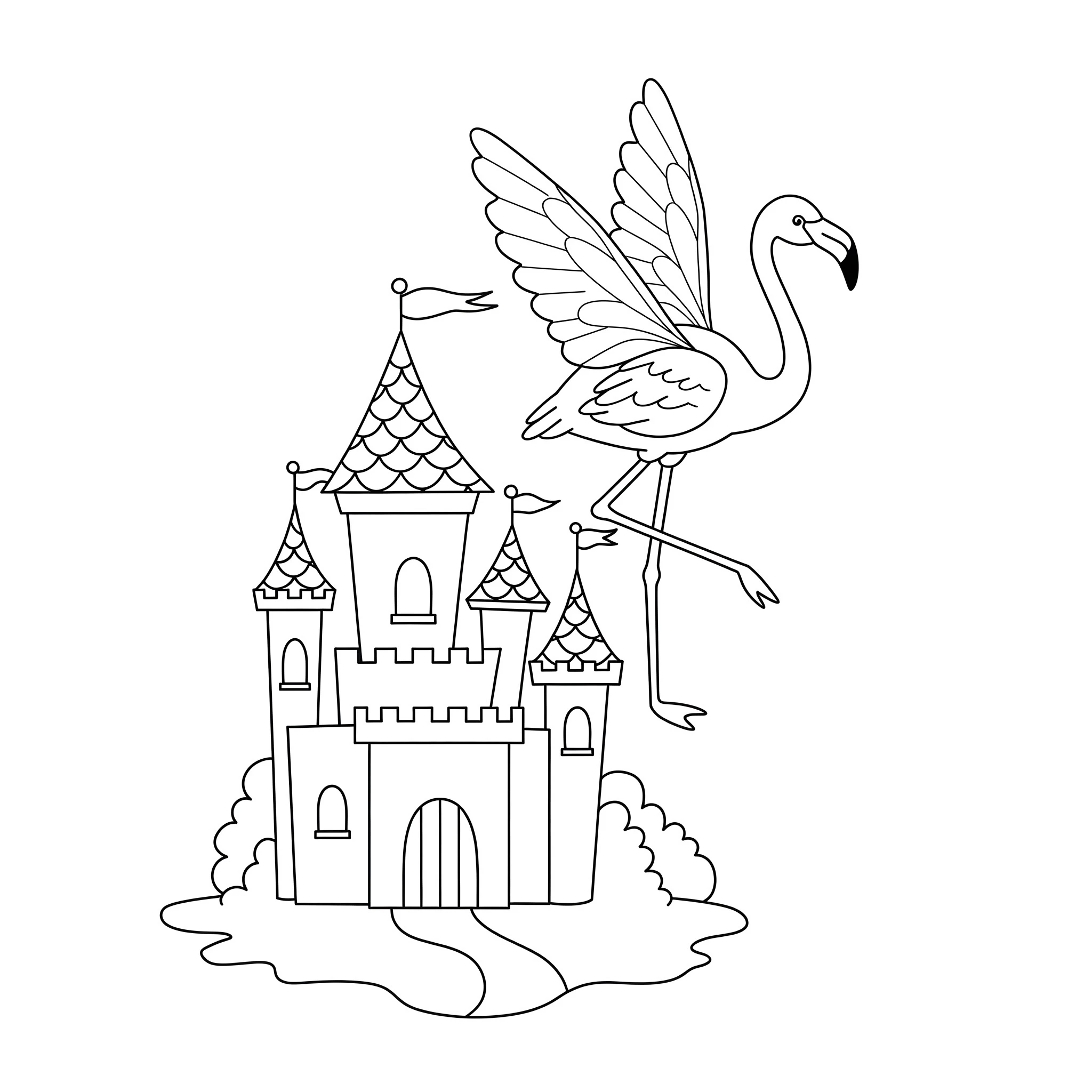 coloriage Flamant Rose pour enfant de 7 ans
