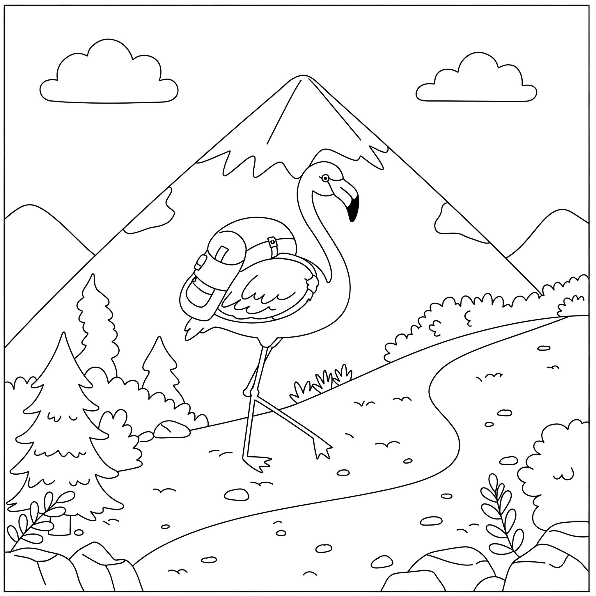 coloriage Flamant Rose pour enfant de 4 ans