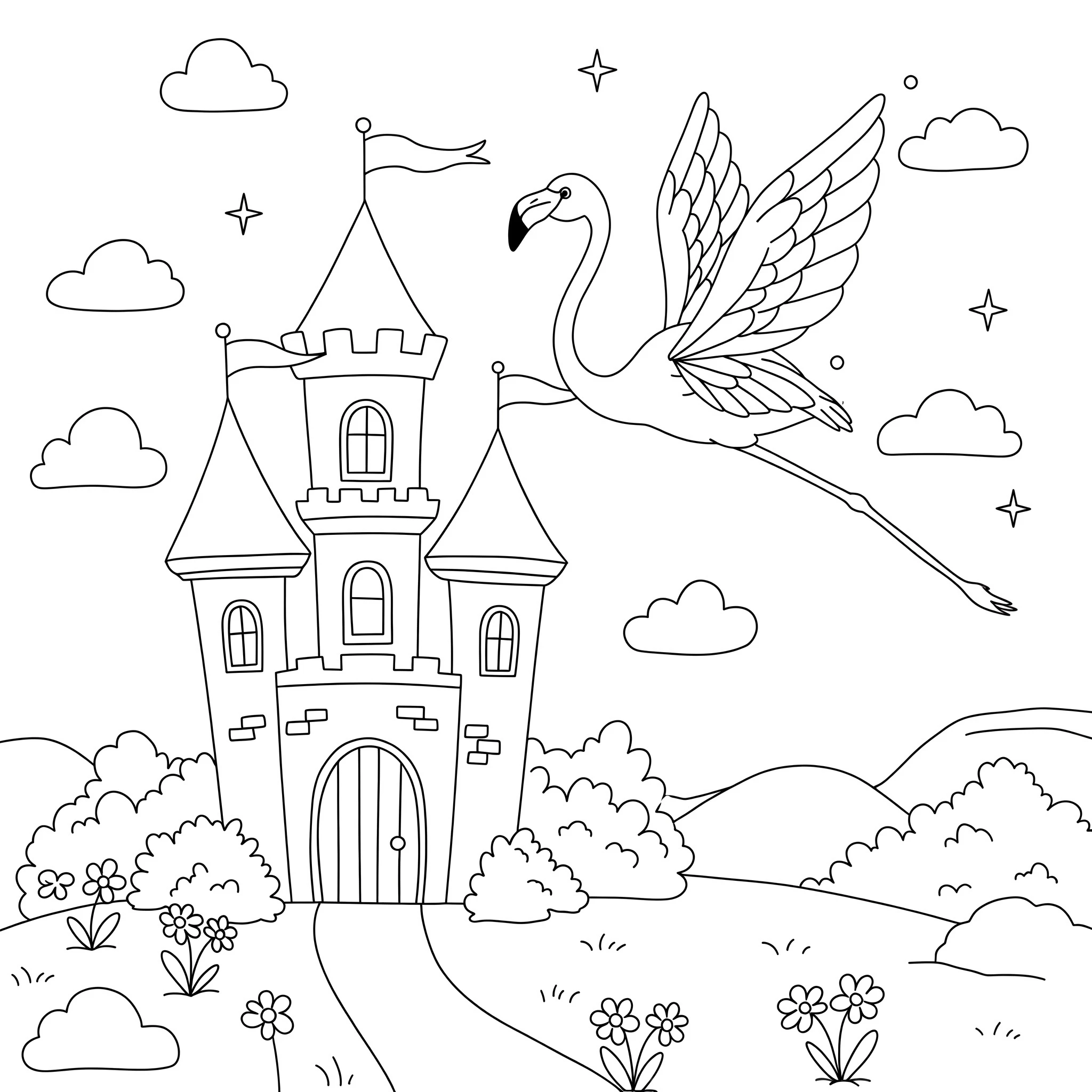 coloriage Flamant Rose d'enfant a imprimer 1