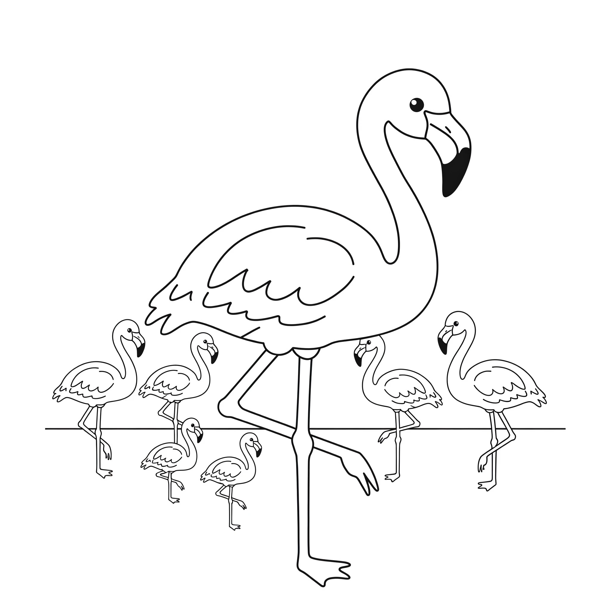 coloriage Flamant Rose pour enfant de 6 ans