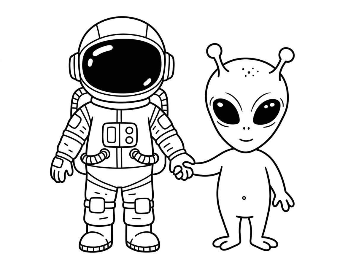 coloriage Astronaute pour enfant de 7 ans