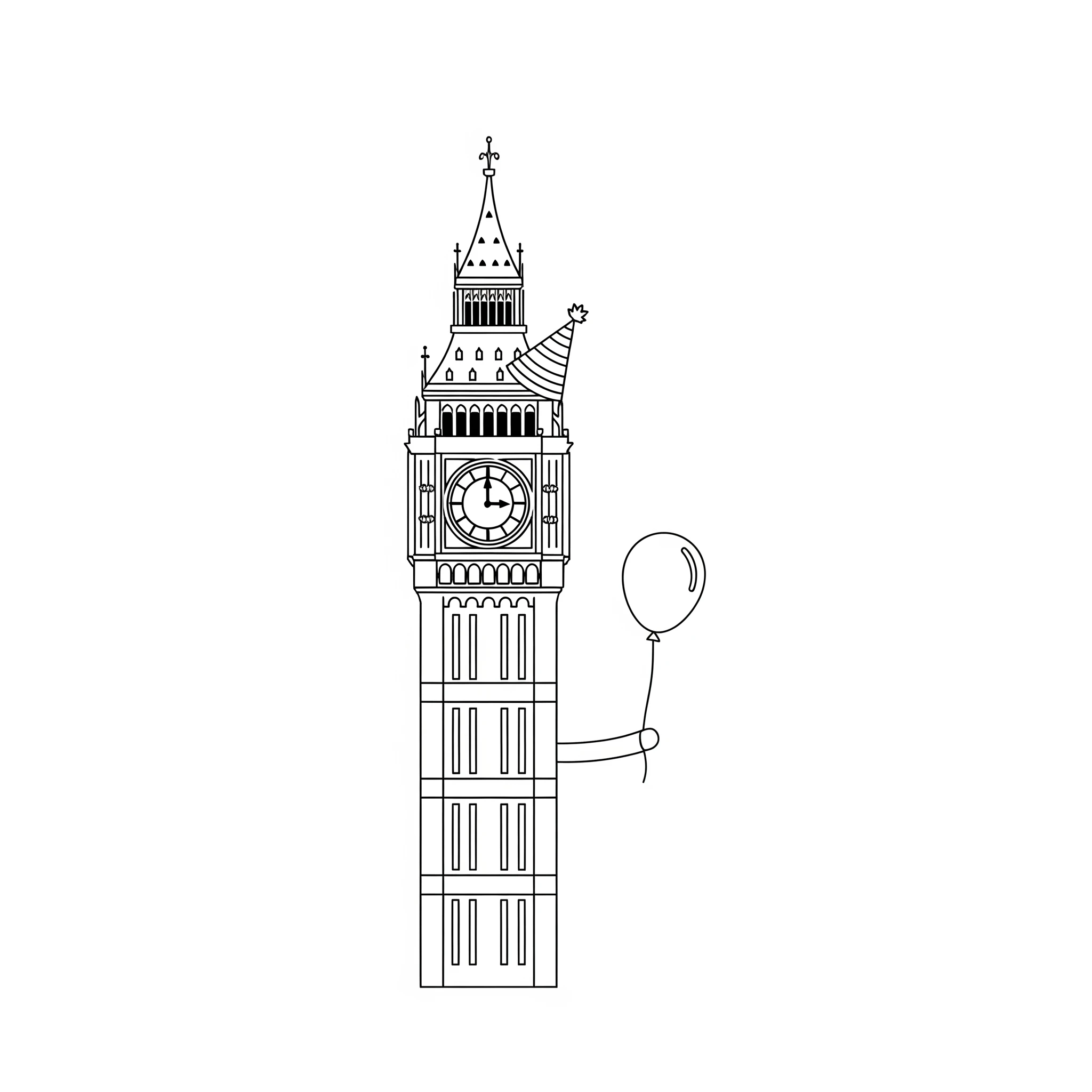 coloriage Big Ben à imprimer kawaii