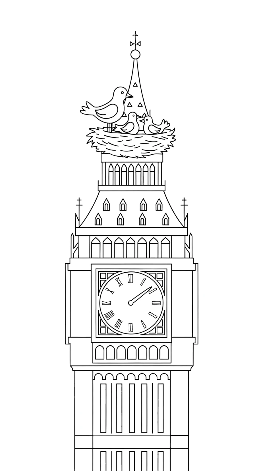 coloriage Big Ben pour enfants à télécharger